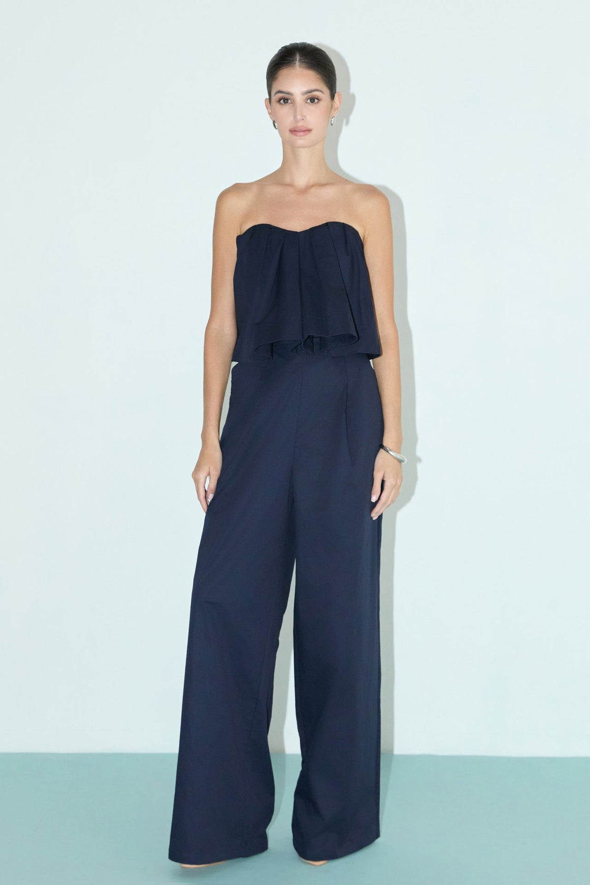 Strapless Pintuck Detail Jumpsuit