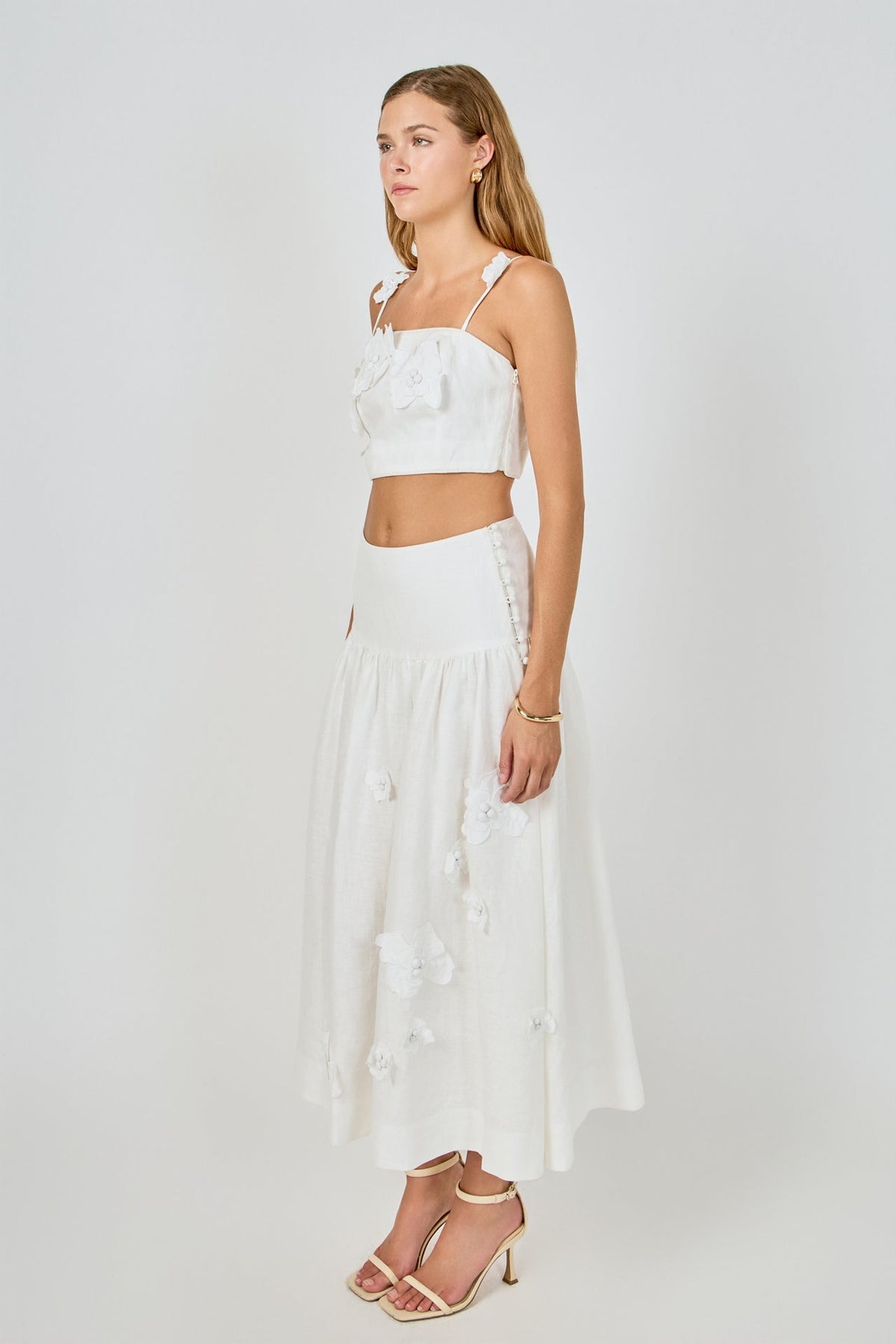 ENDLESS ROSE - 3D Floral Detail Midi Skirt - SKIRTS available at Objectrare