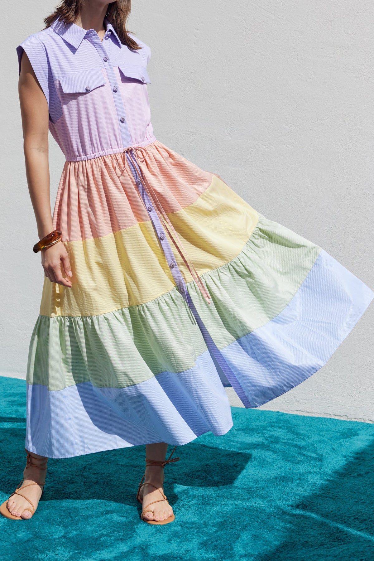 ENGLISH FACTORY - Colorblock Shirt Midi Dress - DRESSES available at Objectrare