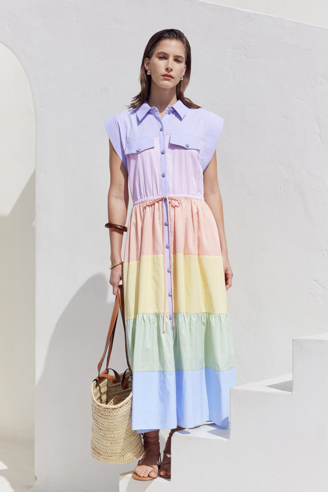 ENGLISH FACTORY - Colorblock Shirt Midi Dress - DRESSES available at Objectrare