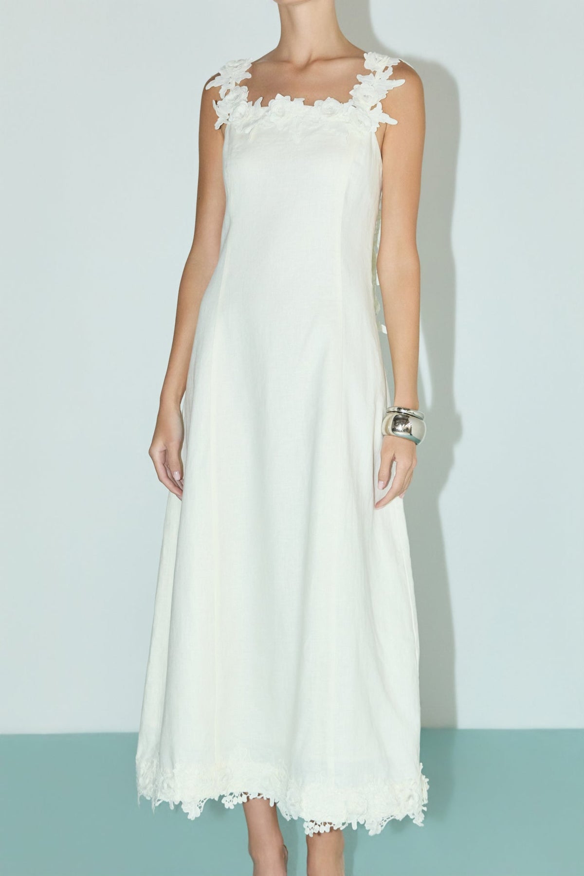Flower Strap Detail Midi Dress