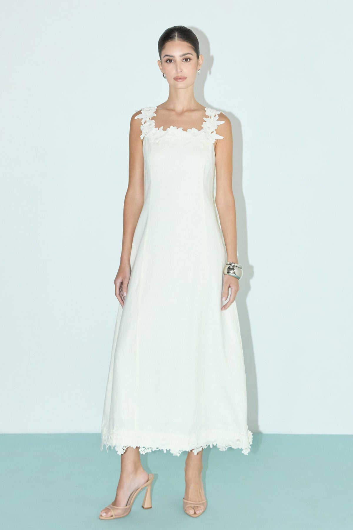 Flower Strap Detail Midi Dress