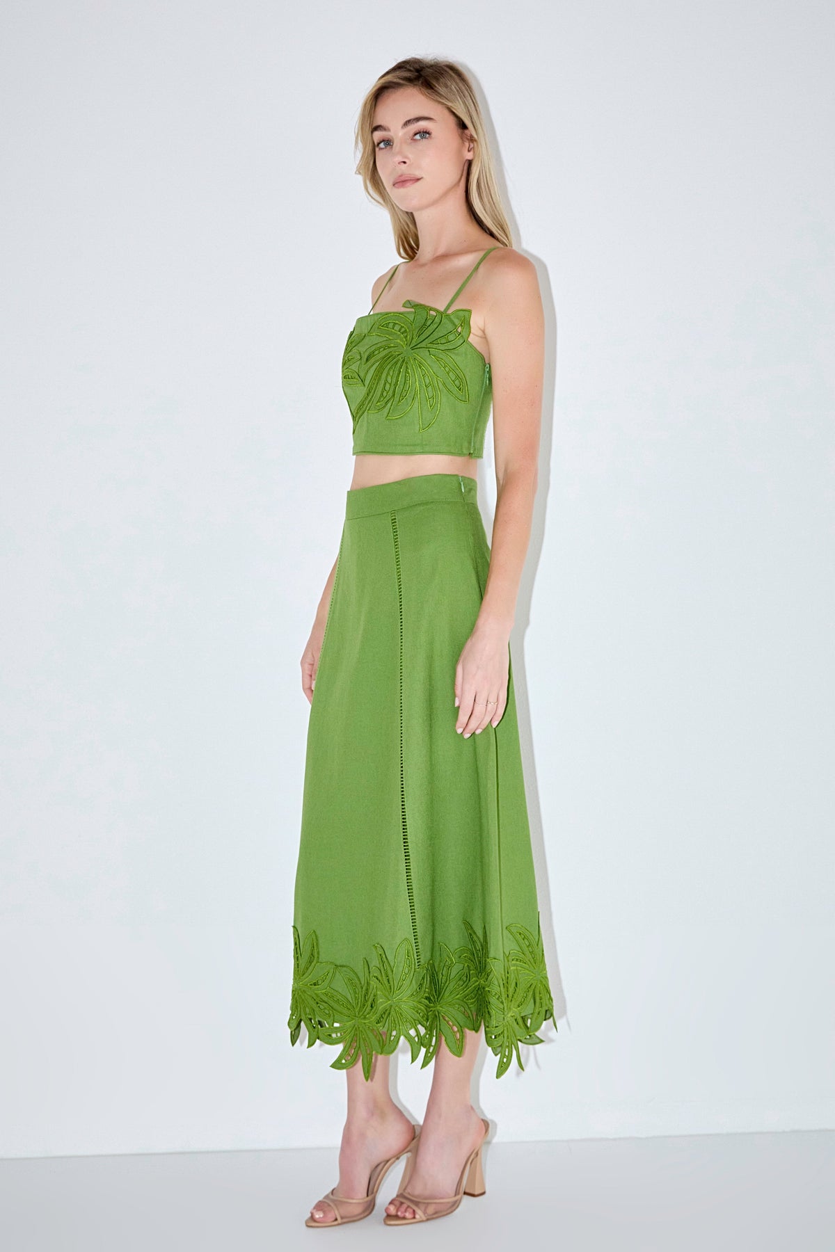 ENGLISH FACTORY - Palm Tree Midi Skirt - SKIRTS available at Objectrare