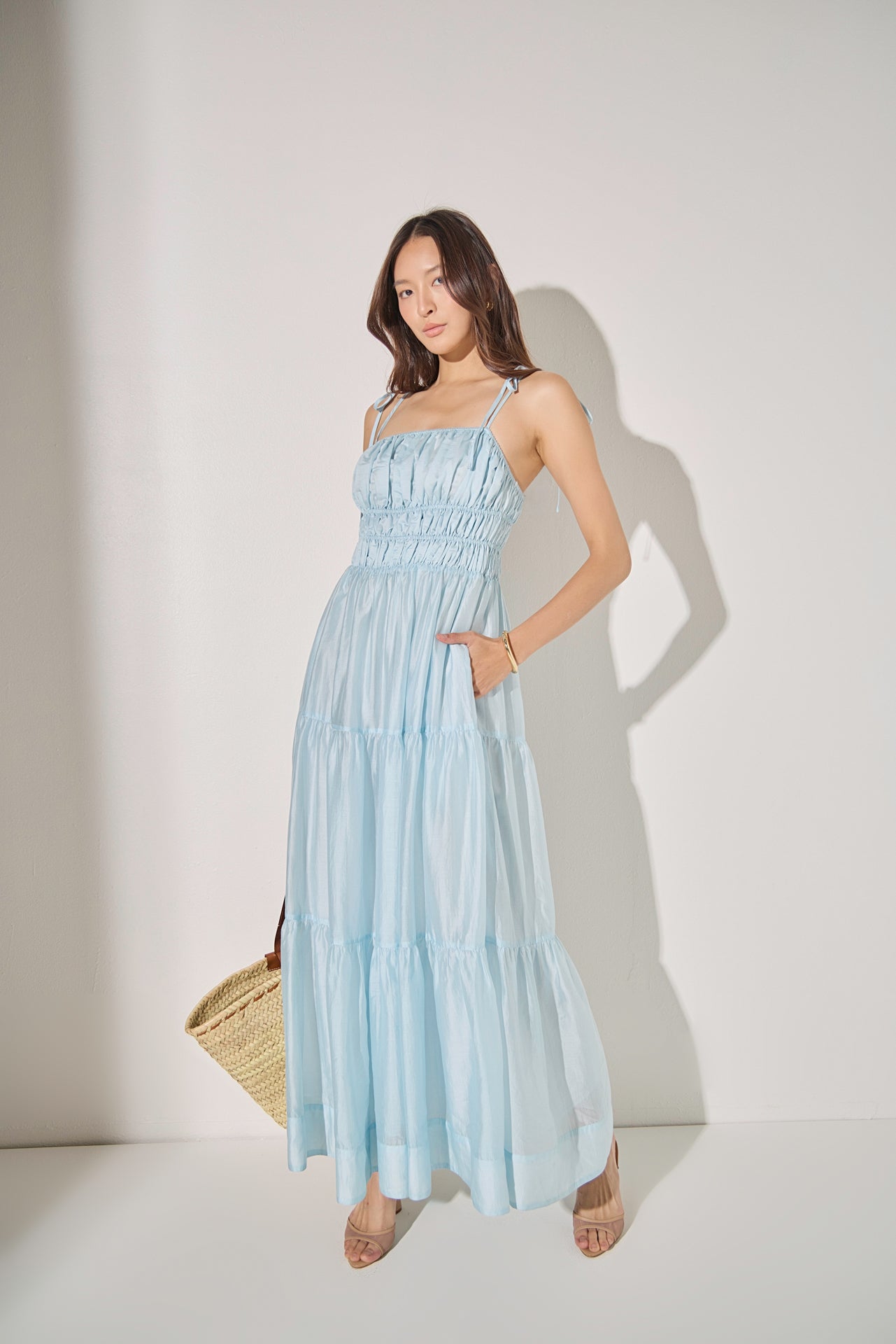 English Factory Women's Smocked Sleeveless Maxi Dress