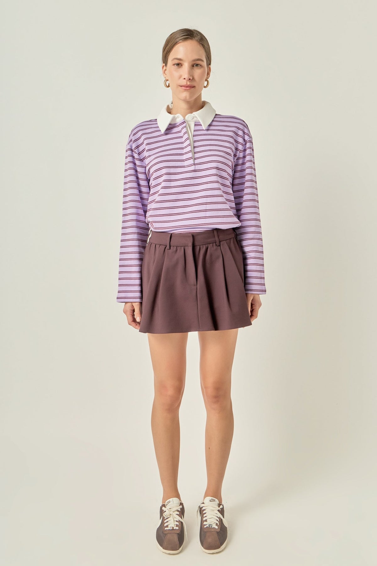 ENGLISH FACTORY - Striped Polo Knit Top - TOPS available at Objectrare