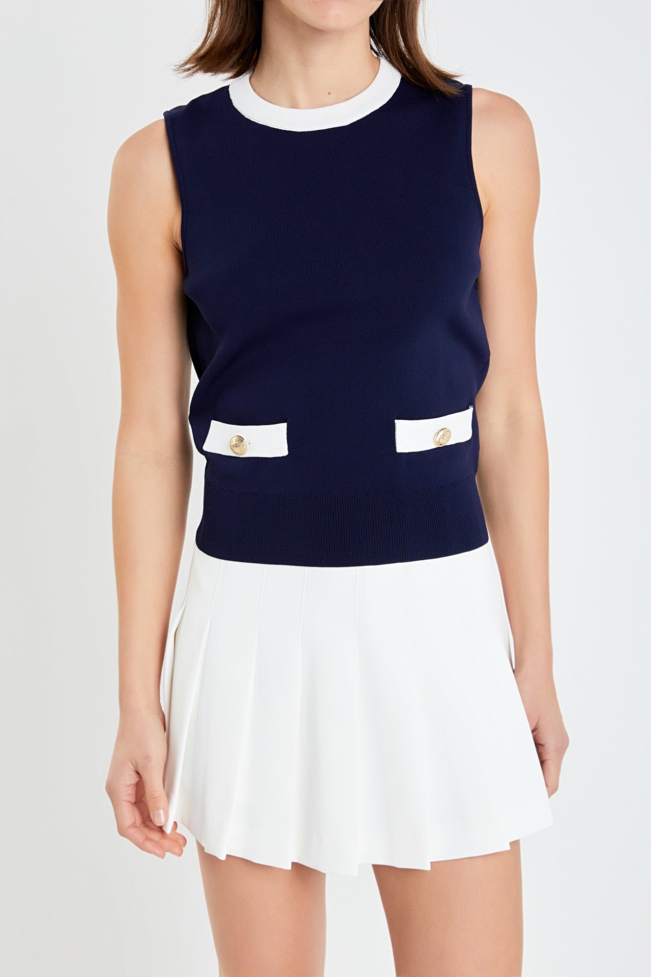 ENGLISH FACTORY - Colorblock Sleeveless Knit Top - TOPS available at Objectrare