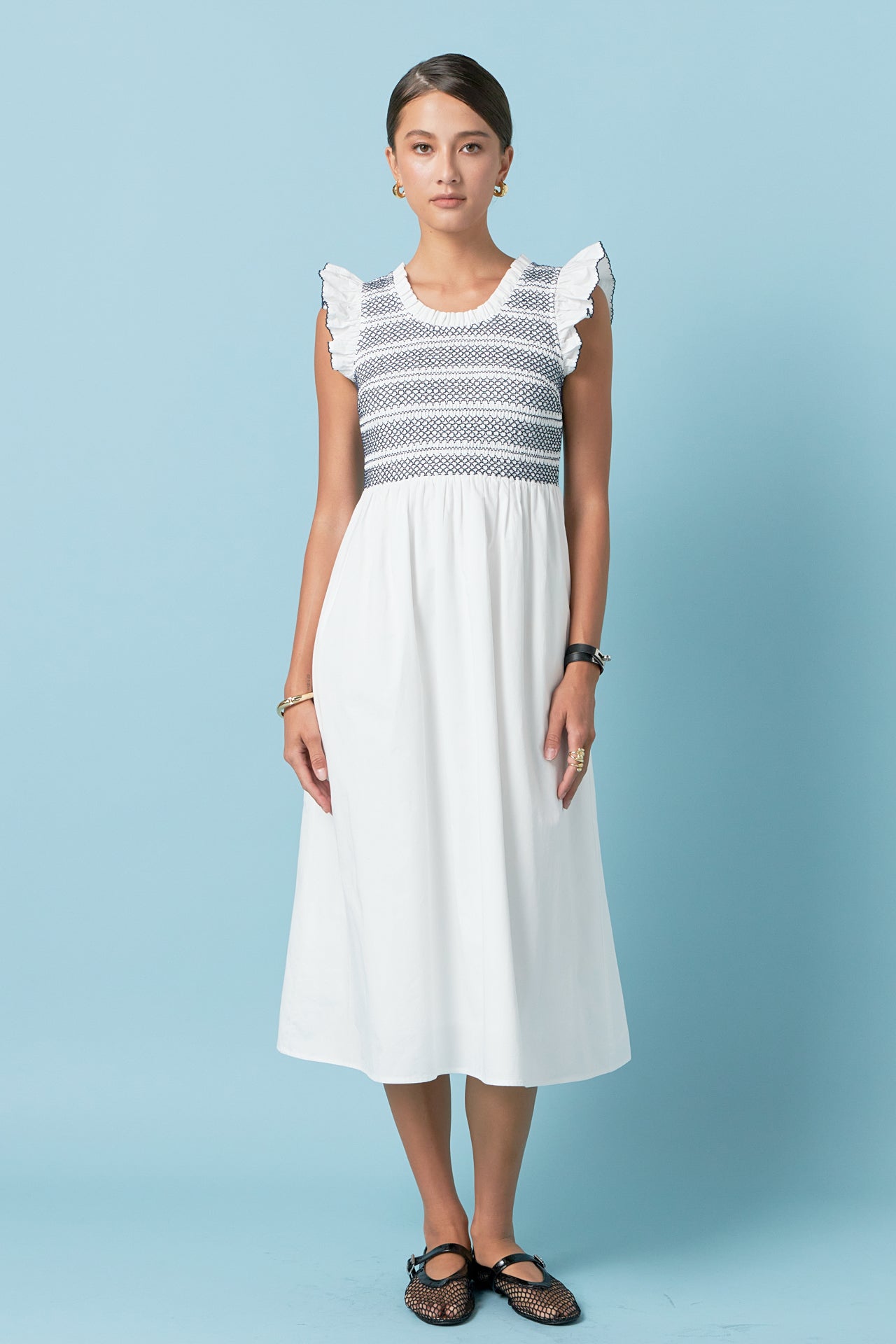 ENGLISH FACTORY - Smocked Midi Dress - DRESSES available at Objectrare