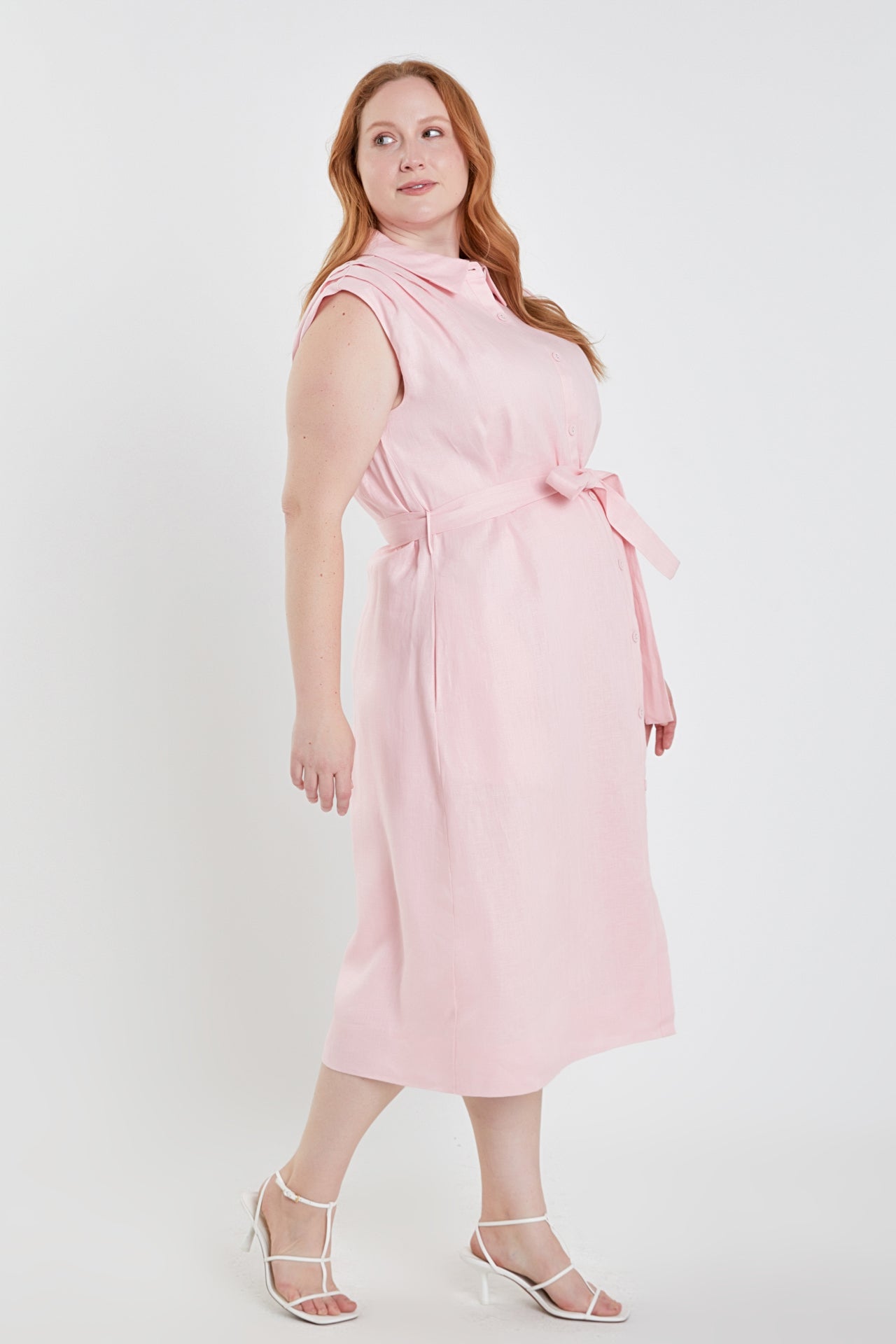 ENGLISH FACTORY - Plus Size Linen Shirt Midi Dress - DRESSES available at Objectrare