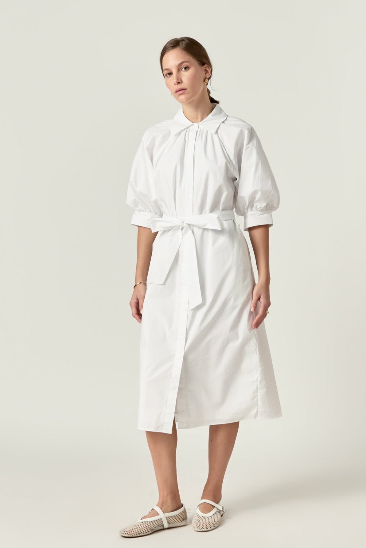 ENGLISH FACTORY - Shirring Short Sleeves Shirt Dress - DRESSES available at Objectrare