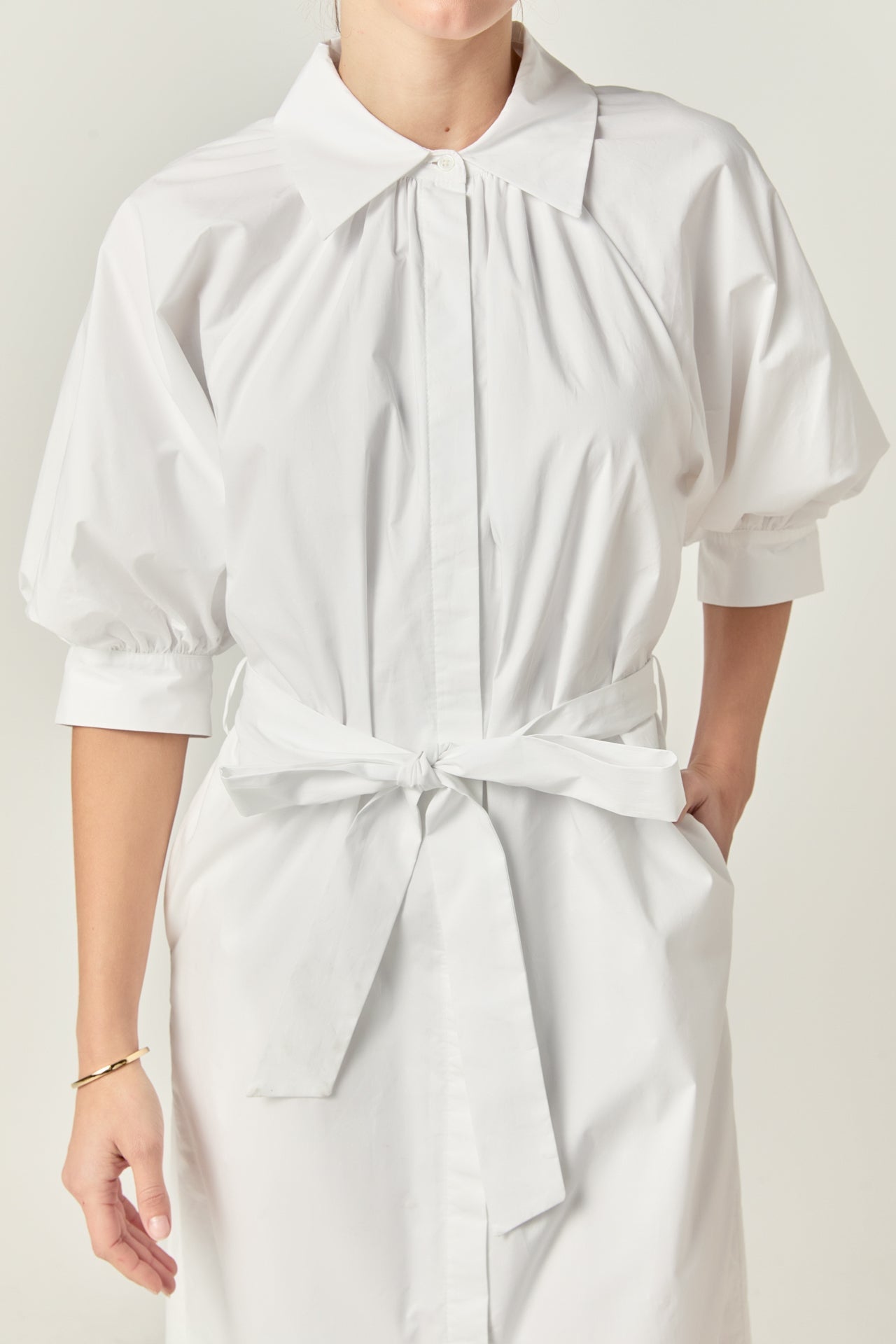 ENGLISH FACTORY - Shirring Short Sleeves Shirt Dress - DRESSES available at Objectrare