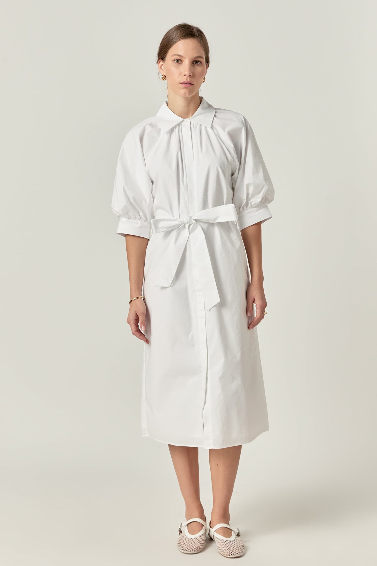 ENGLISH FACTORY - Shirring Short Sleeves Shirt Dress - DRESSES available at Objectrare