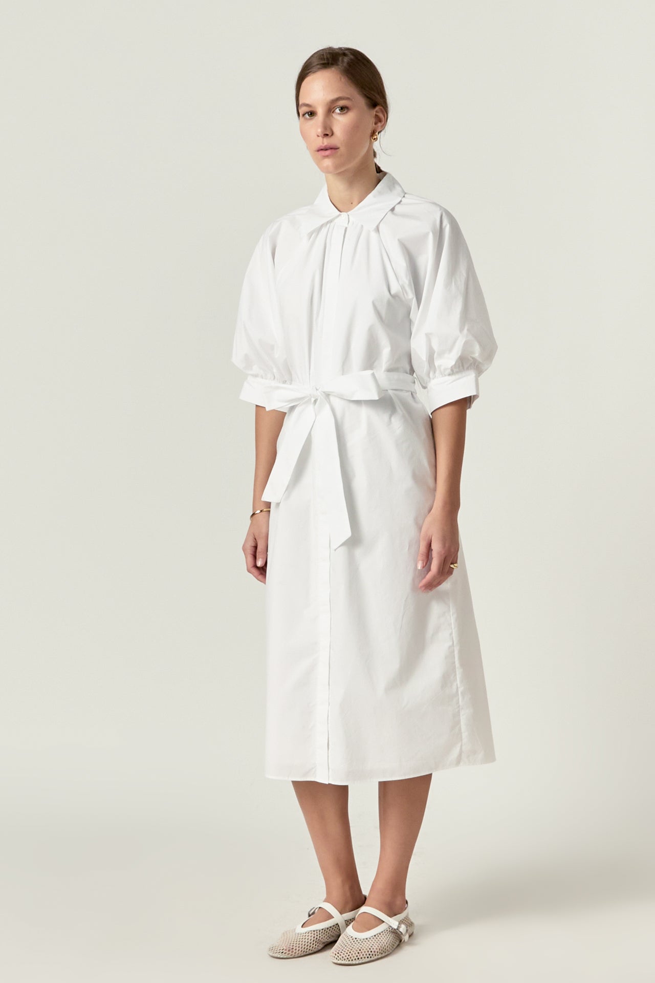 ENGLISH FACTORY - Shirring Short Sleeves Shirt Dress - DRESSES available at Objectrare