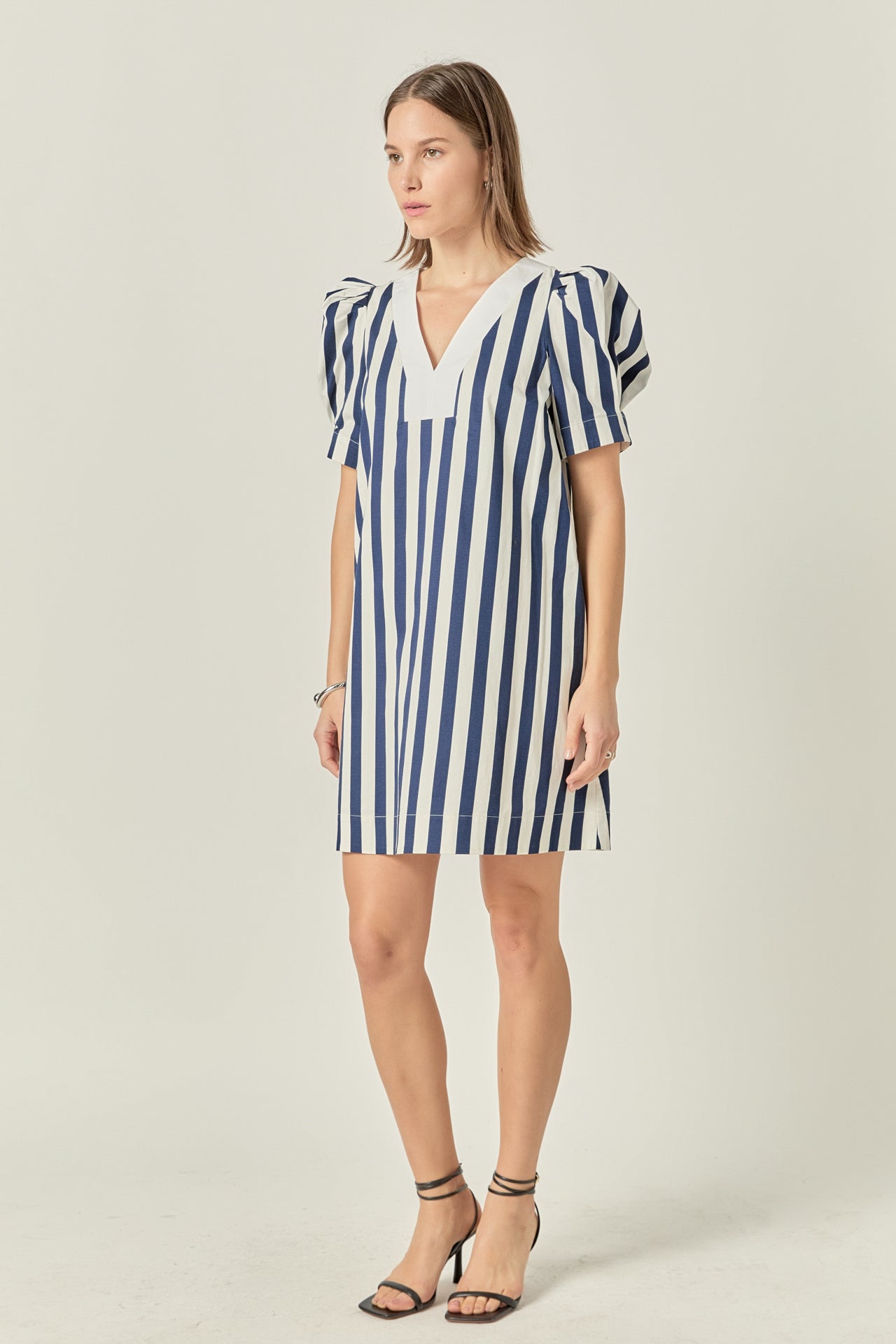 ENGLISH FACTORY - V-neck Puffy Sleeves Dress - DRESSES available at Objectrare