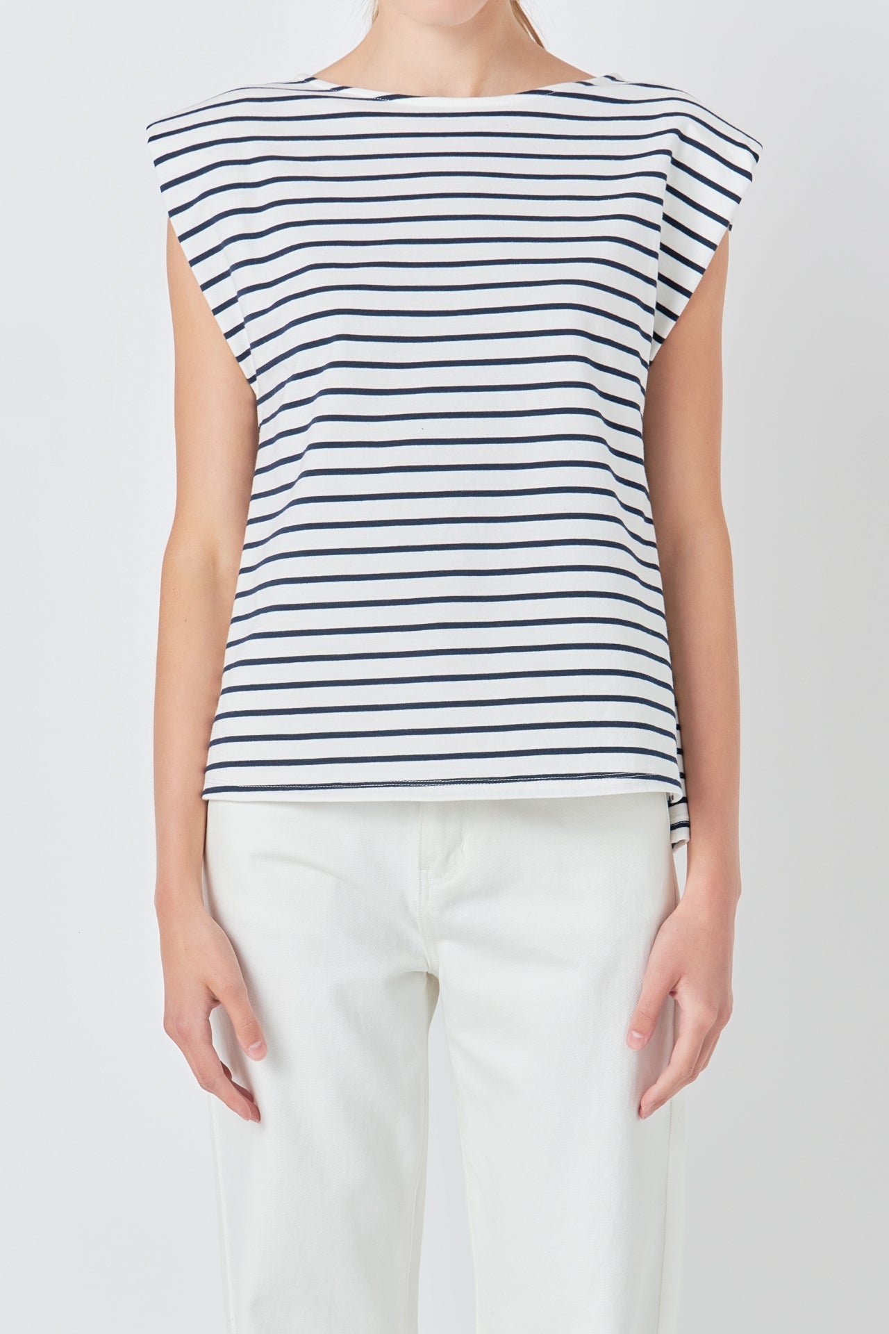 GREY LAB - Striped Padded Sleeveless Top - TOPS available at Objectrare