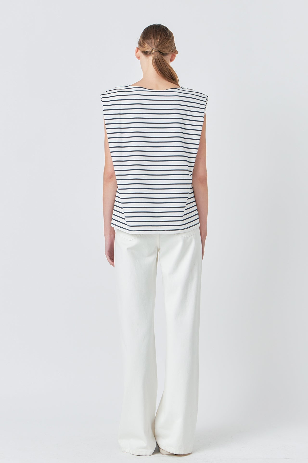 GREY LAB - Striped Padded Sleeveless Top - TOPS available at Objectrare