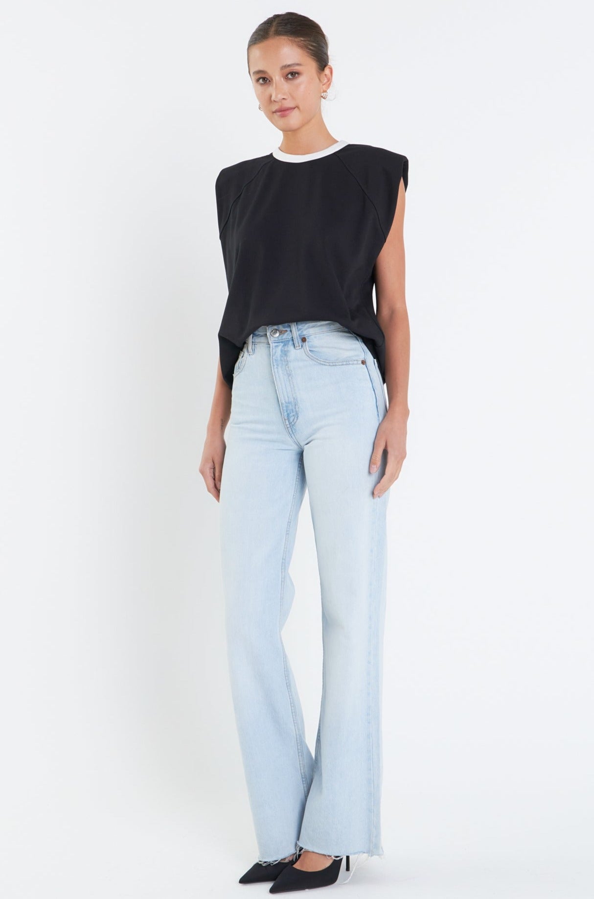 GREY LAB - Contrast Neckline Sleeveless Top - TOPS available at Objectrare