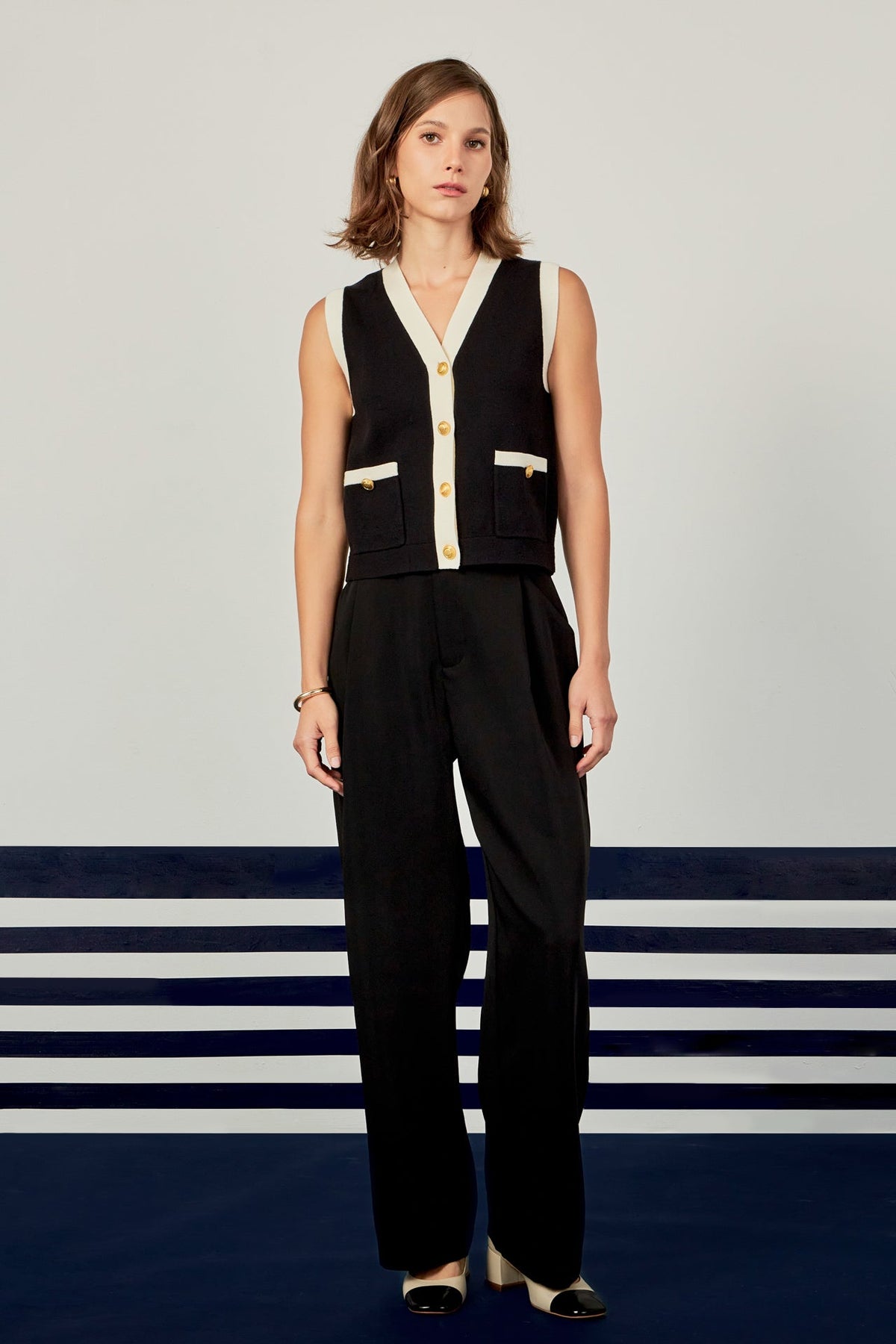 ENGLISH FACTORY - Colorblock Knit Vest - VESTS available at Objectrare