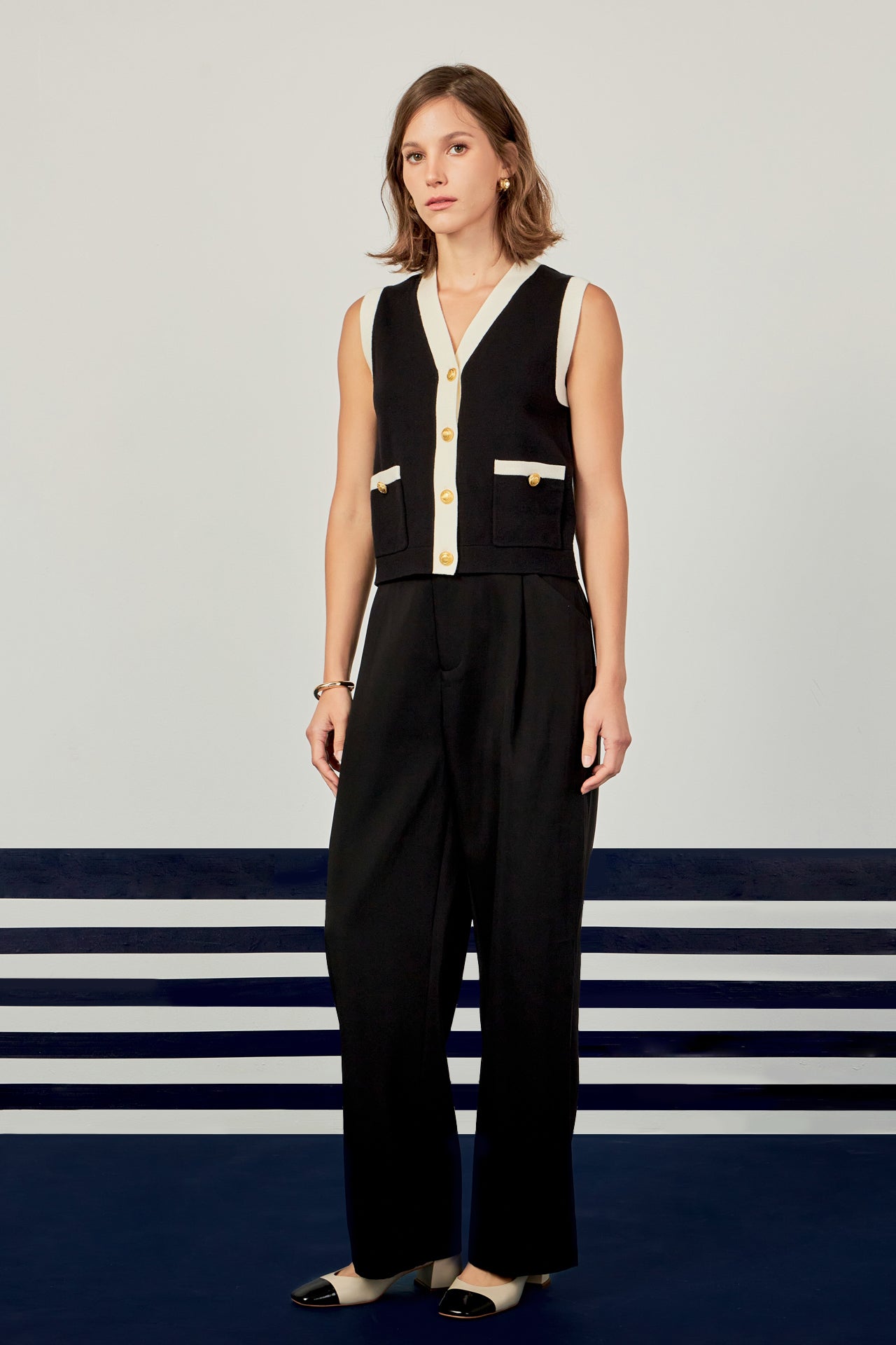 ENGLISH FACTORY - Colorblock Knit Vest - VESTS available at Objectrare