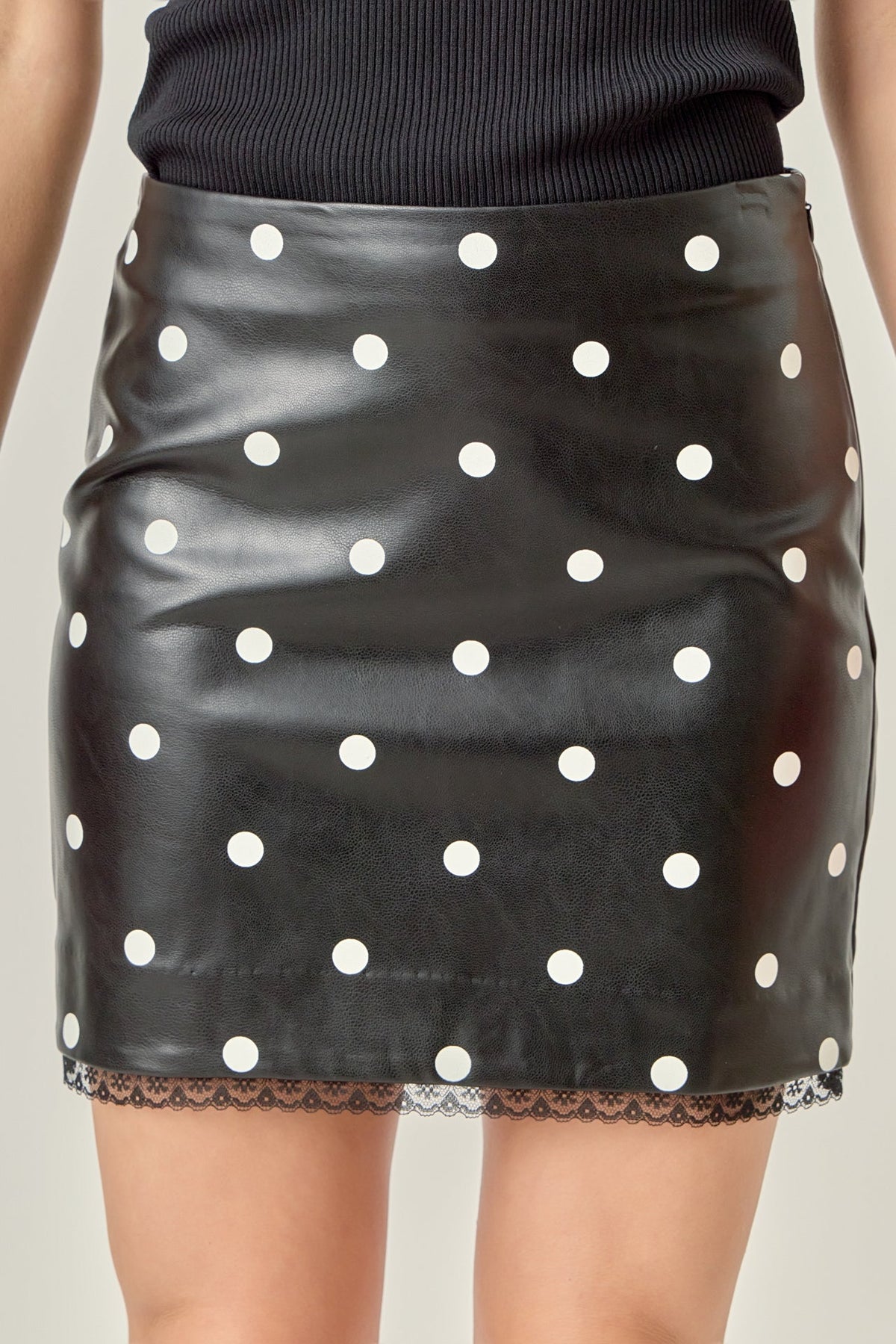ENGLISH FACTORY - Polka Dot Pu Mini Skirt - SKIRTS available at Objectrare
