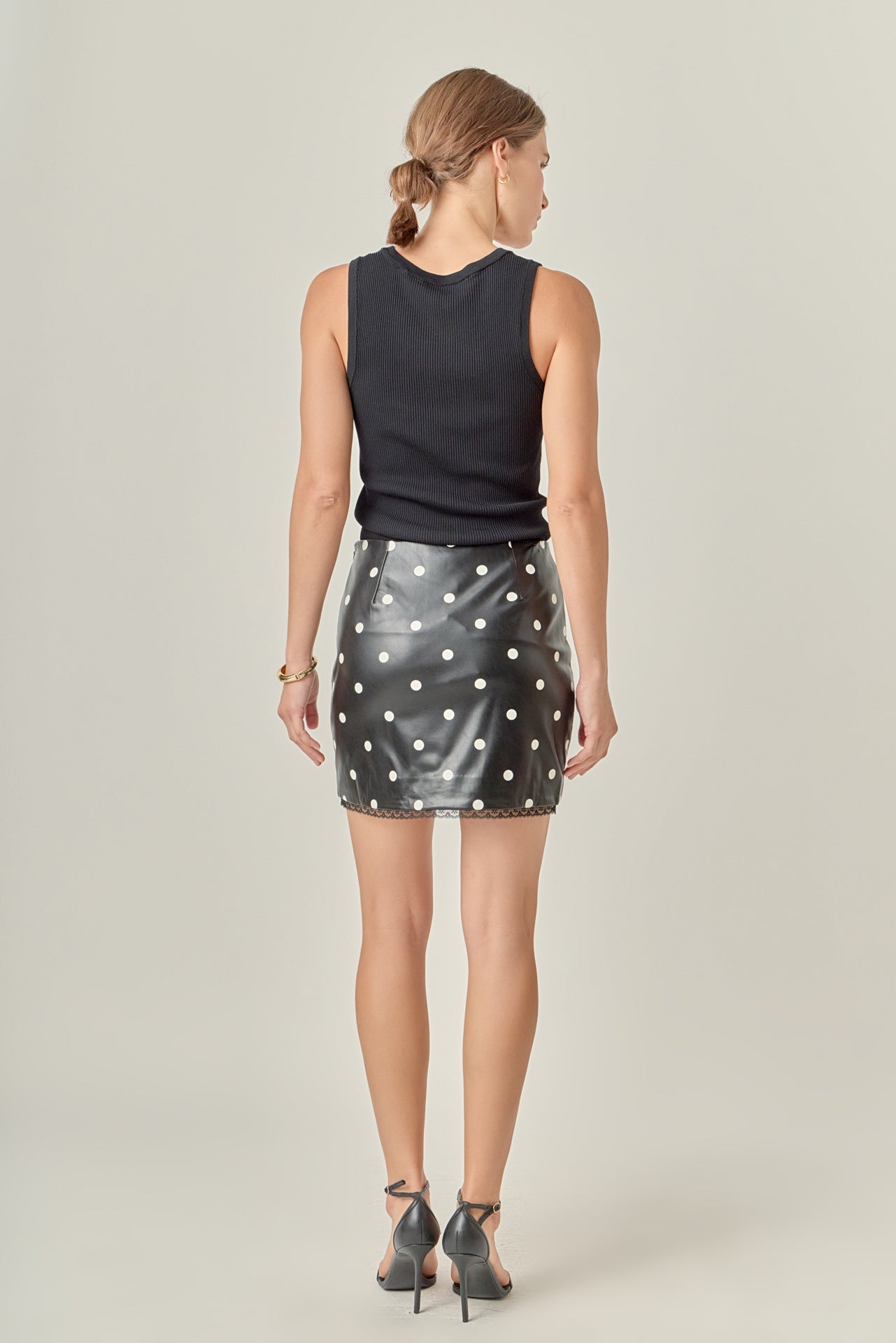 ENGLISH FACTORY - Polka Dot Pu Mini Skirt - SKIRTS available at Objectrare