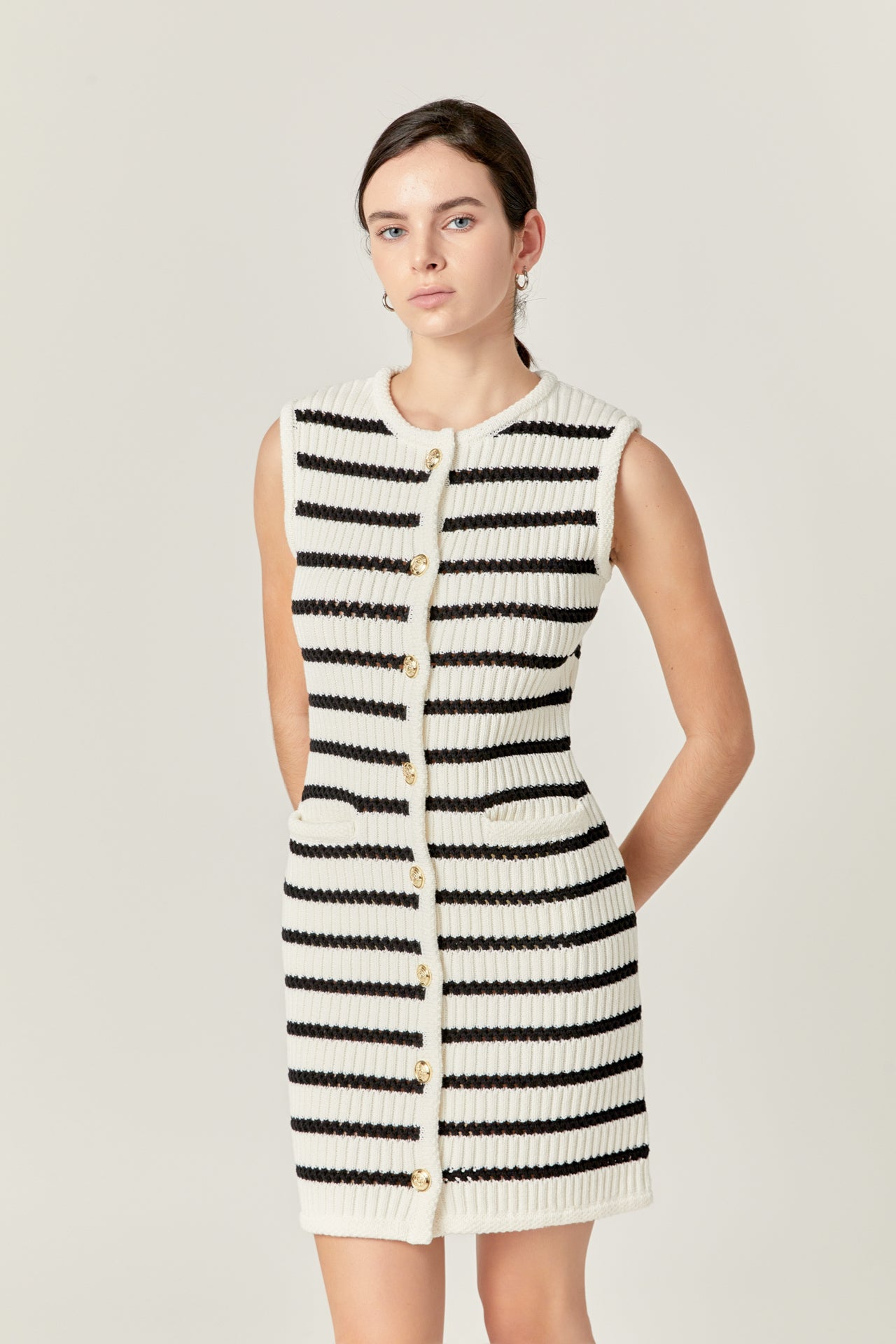 ENGLISH FACTORY - Striped Knit Vest Dress - DRESSES available at Objectrare