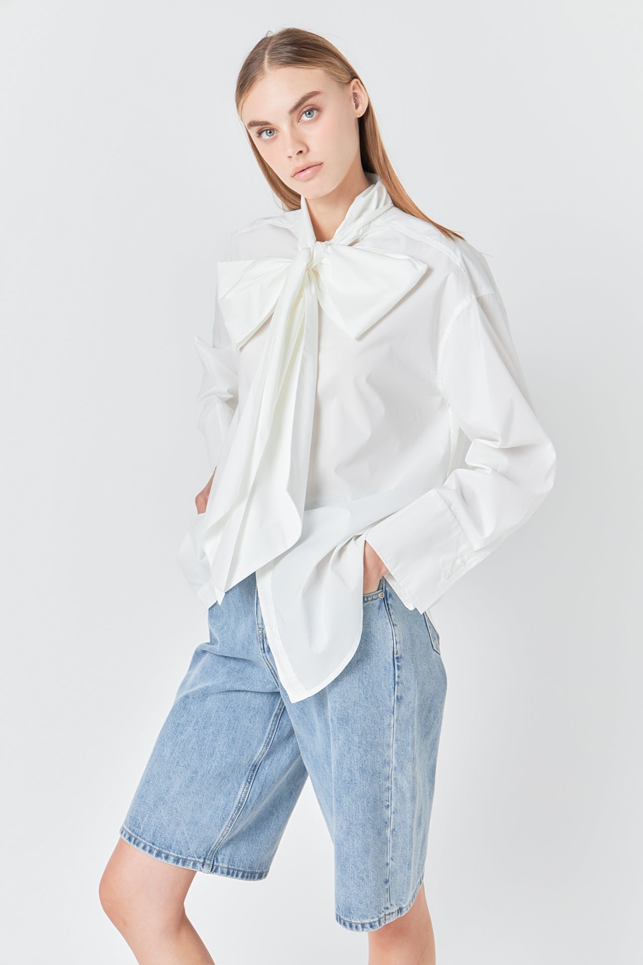 GREY LAB - Bow Detailed Shirt - TOPS available at Objectrare