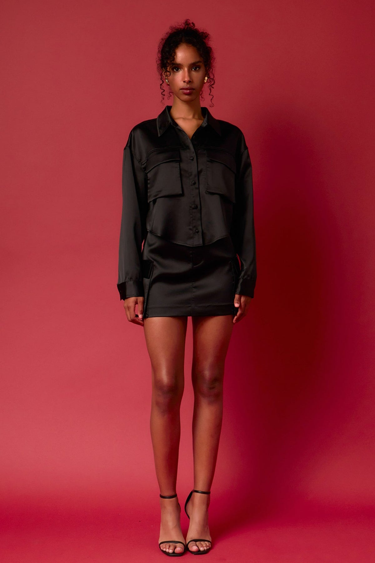 ENDLESS ROSE - Satin Pocket Detailed Top - TOPS available at Objectrare