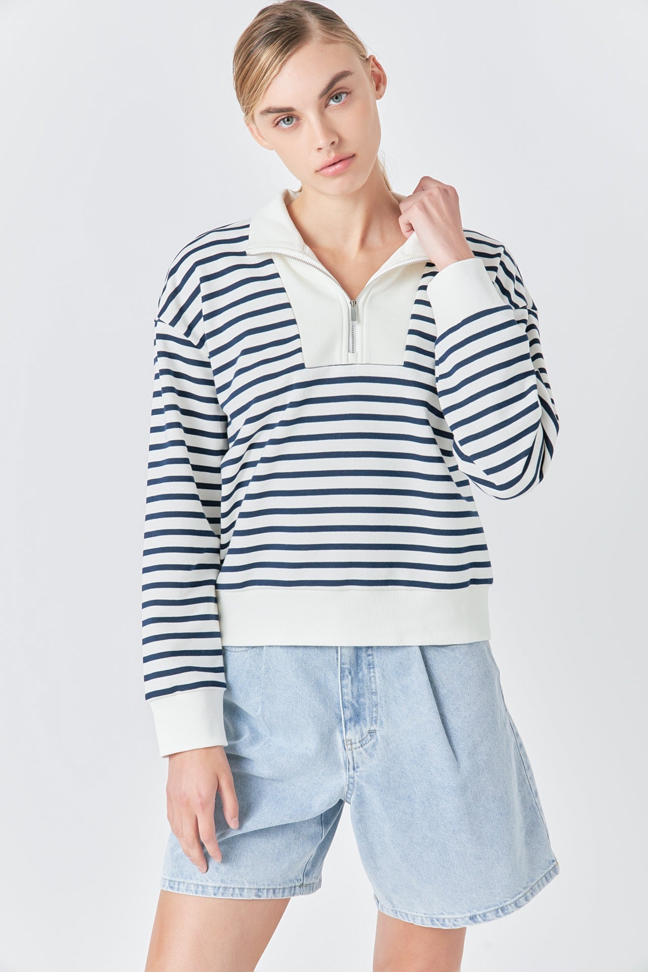 GREY LAB - Stripe Terry Sweatshirt - HOODIES & SWEATSHIRTS available at Objectrare