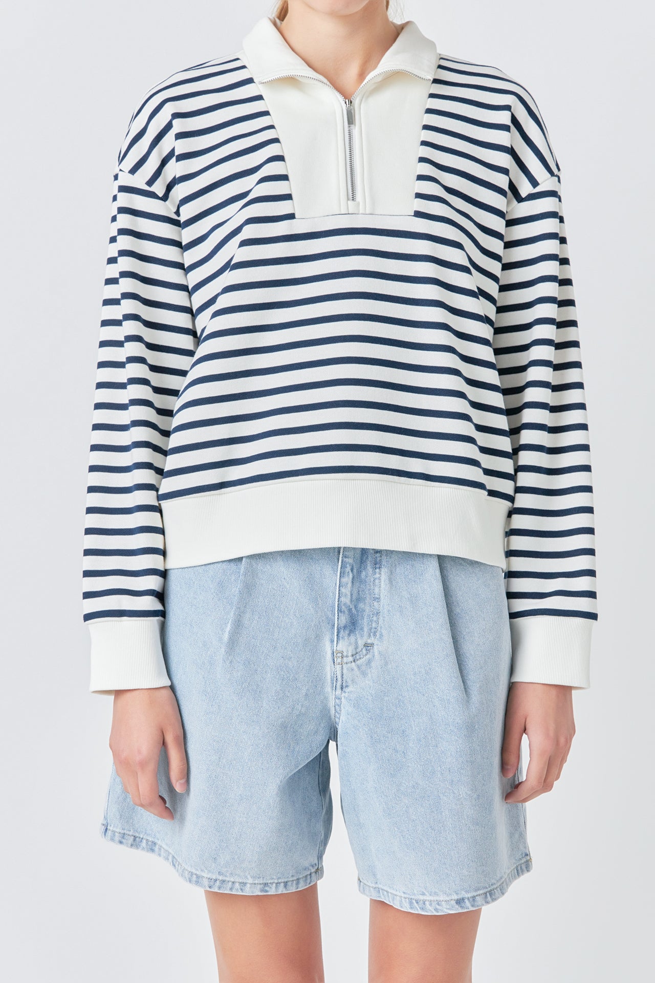 GREY LAB - Stripe Terry Sweatshirt - HOODIES & SWEATSHIRTS available at Objectrare