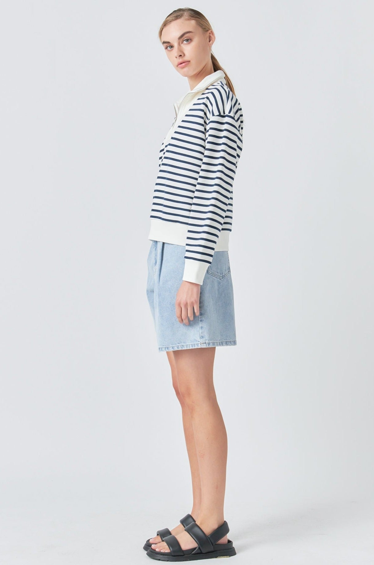 GREY LAB - Stripe Terry Sweatshirt - HOODIES & SWEATSHIRTS available at Objectrare