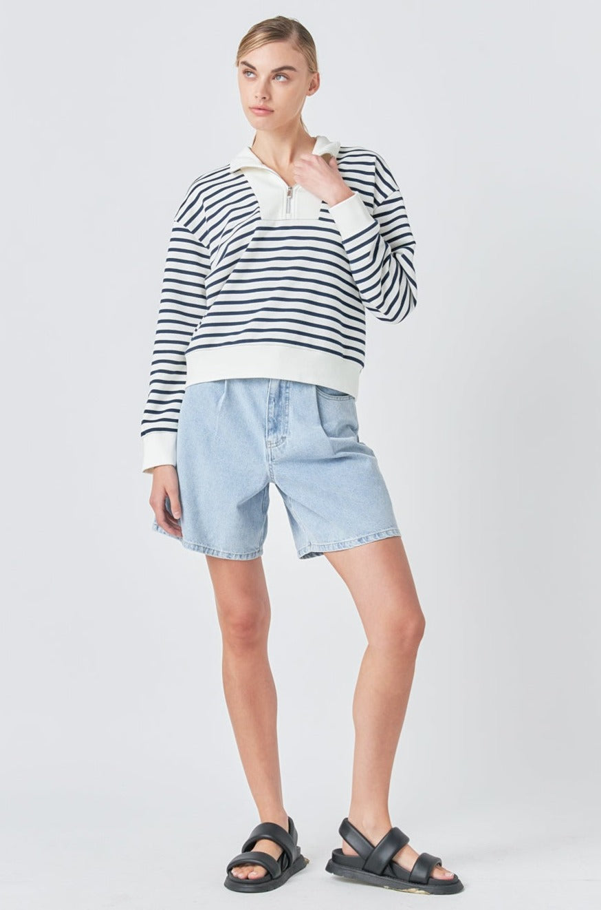 GREY LAB - Stripe Terry Sweatshirt - HOODIES & SWEATSHIRTS available at Objectrare