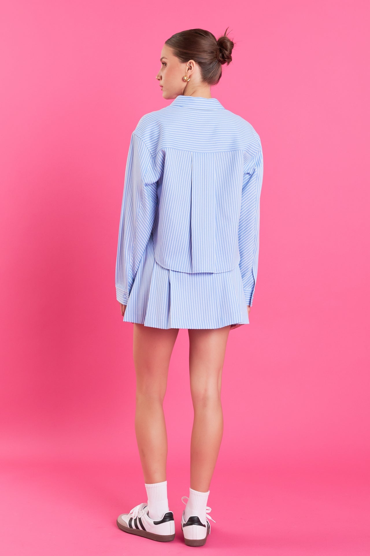 ENGLISH FACTORY - Embroidered Logo White Stripe Button Front Shirt - TOPS available at Objectrare