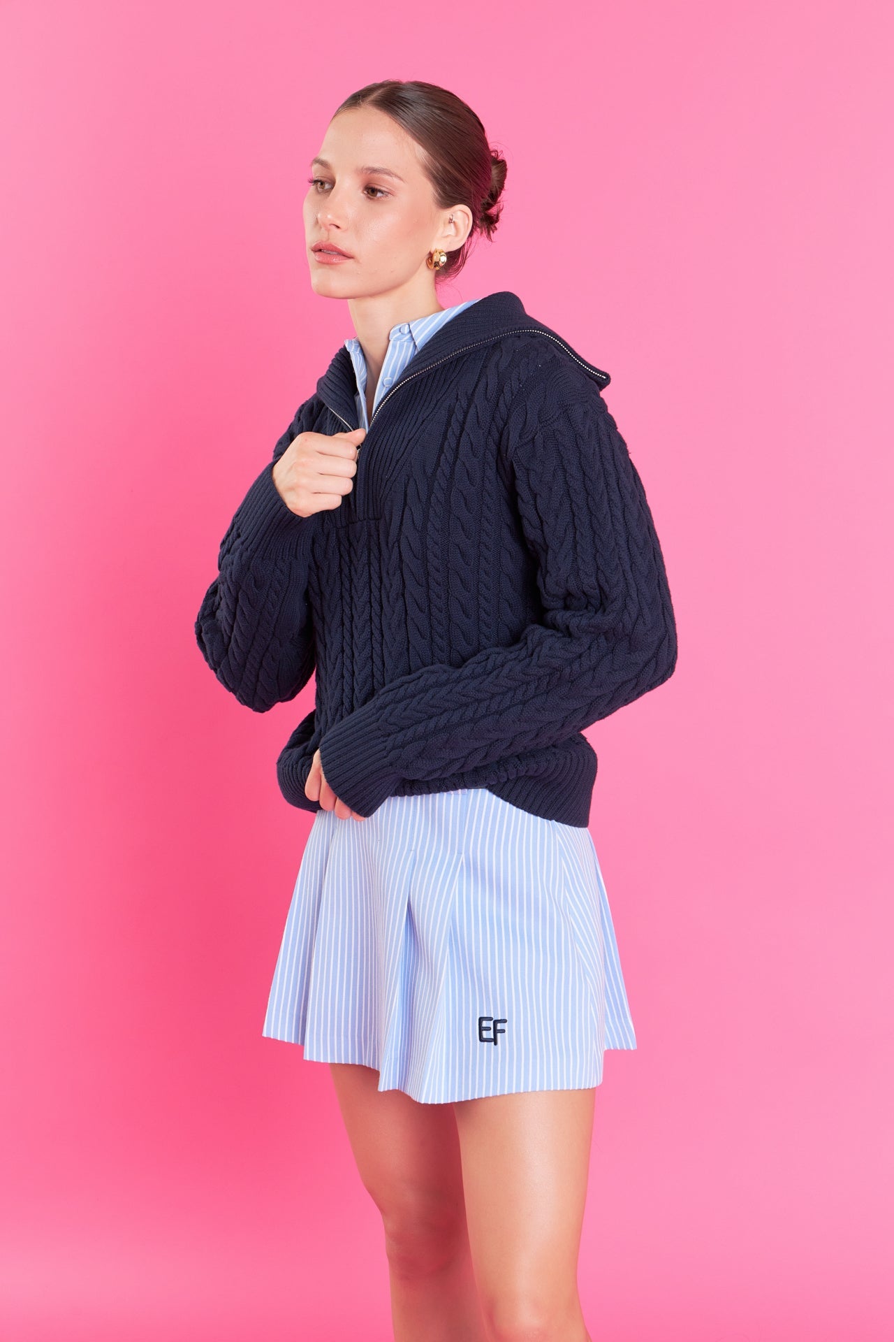 Stripe Mini Pleated Skort