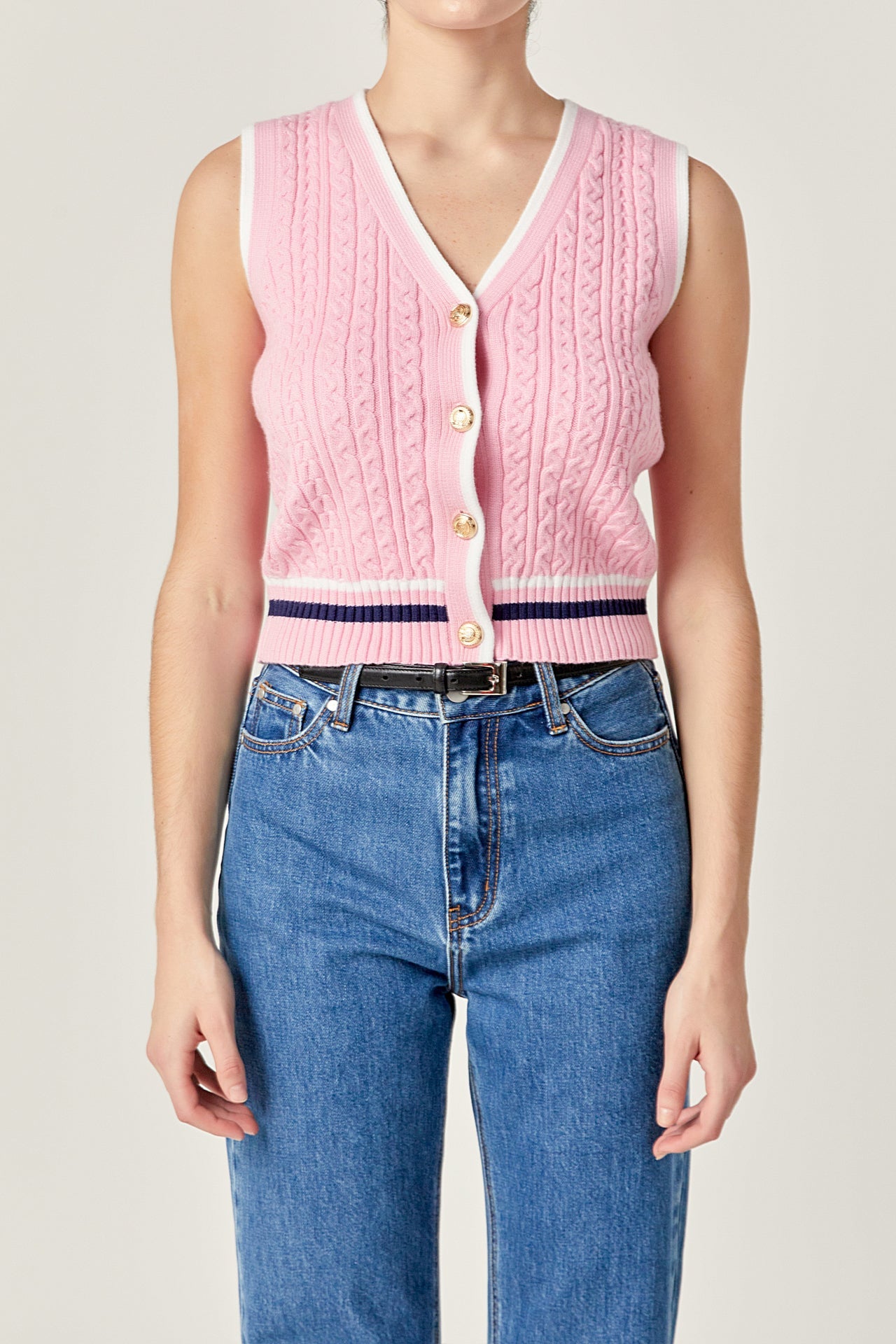 ENGLISH FACTORY - Knit Cable Vest - TOPS available at Objectrare