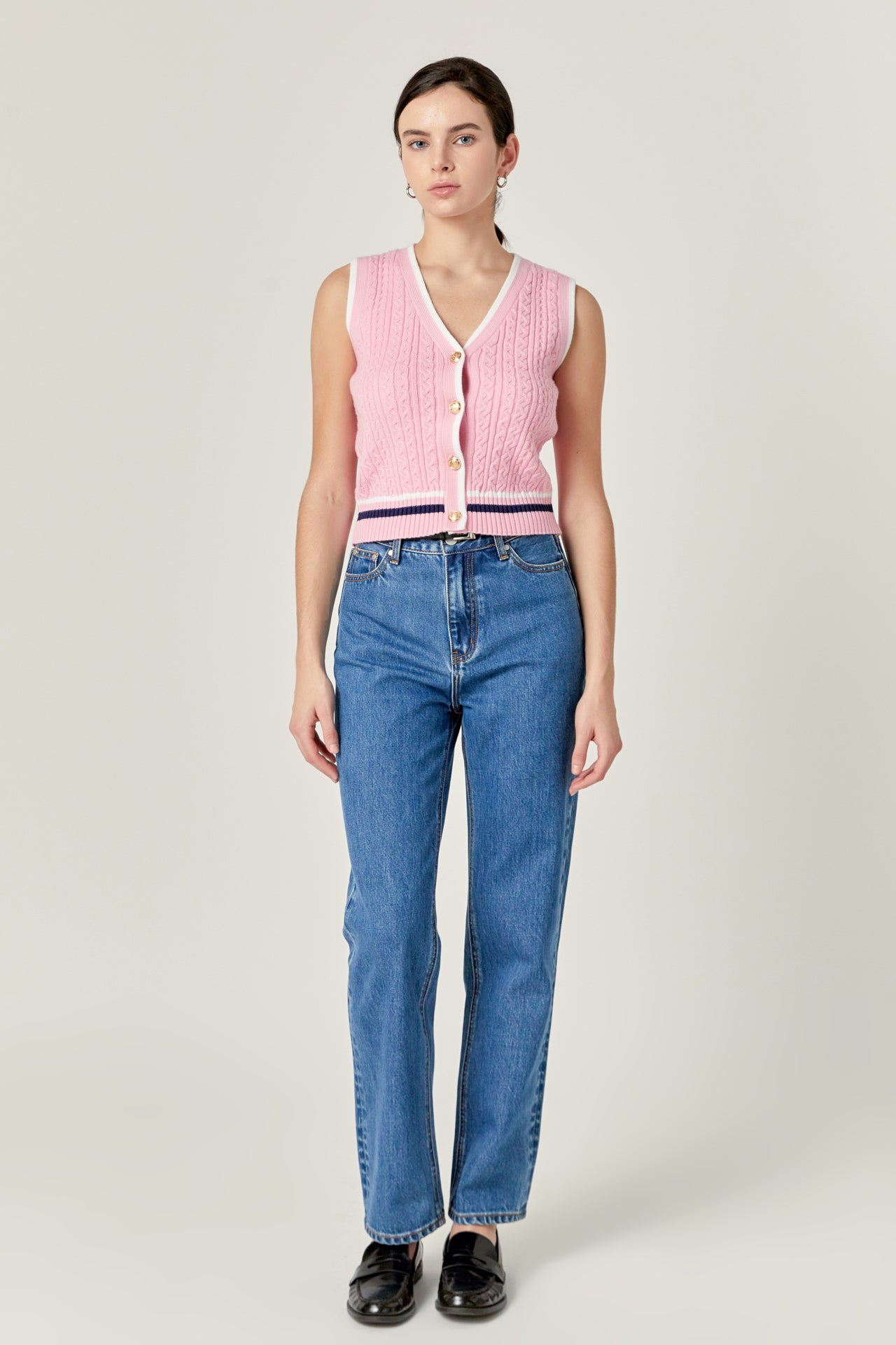 ENGLISH FACTORY - Knit Cable Vest - TOPS available at Objectrare