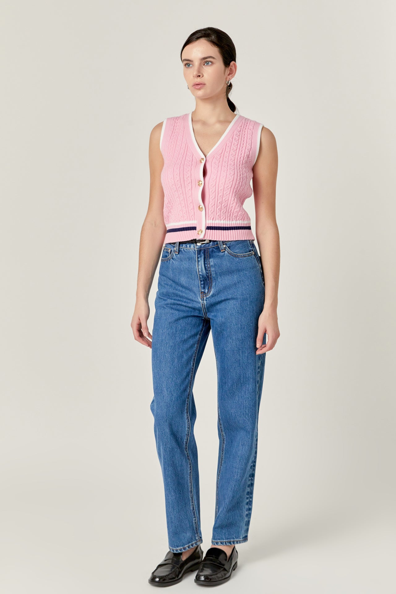 ENGLISH FACTORY - Knit Cable Vest - TOPS available at Objectrare