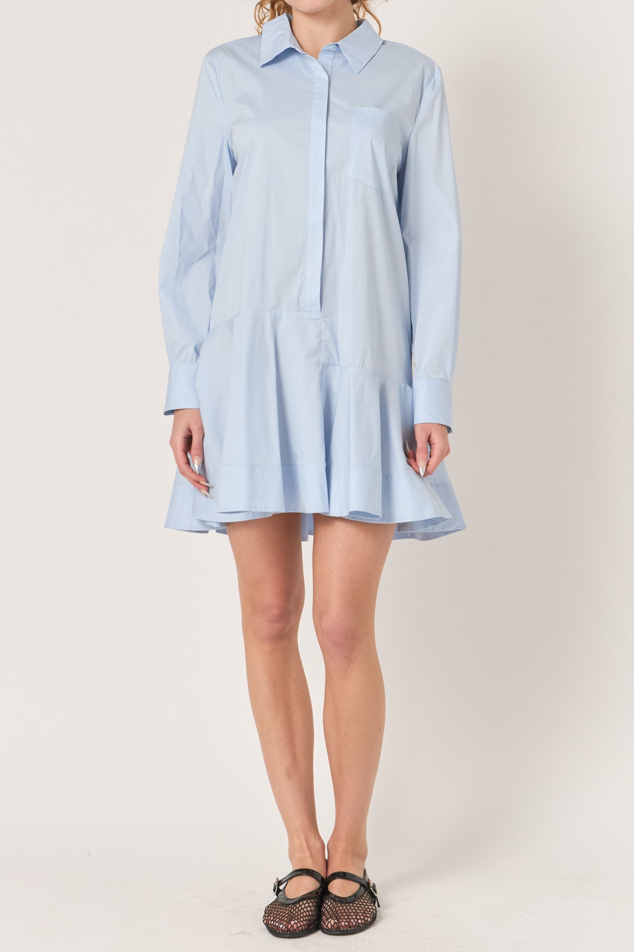 Collar Flare Skirt Dress