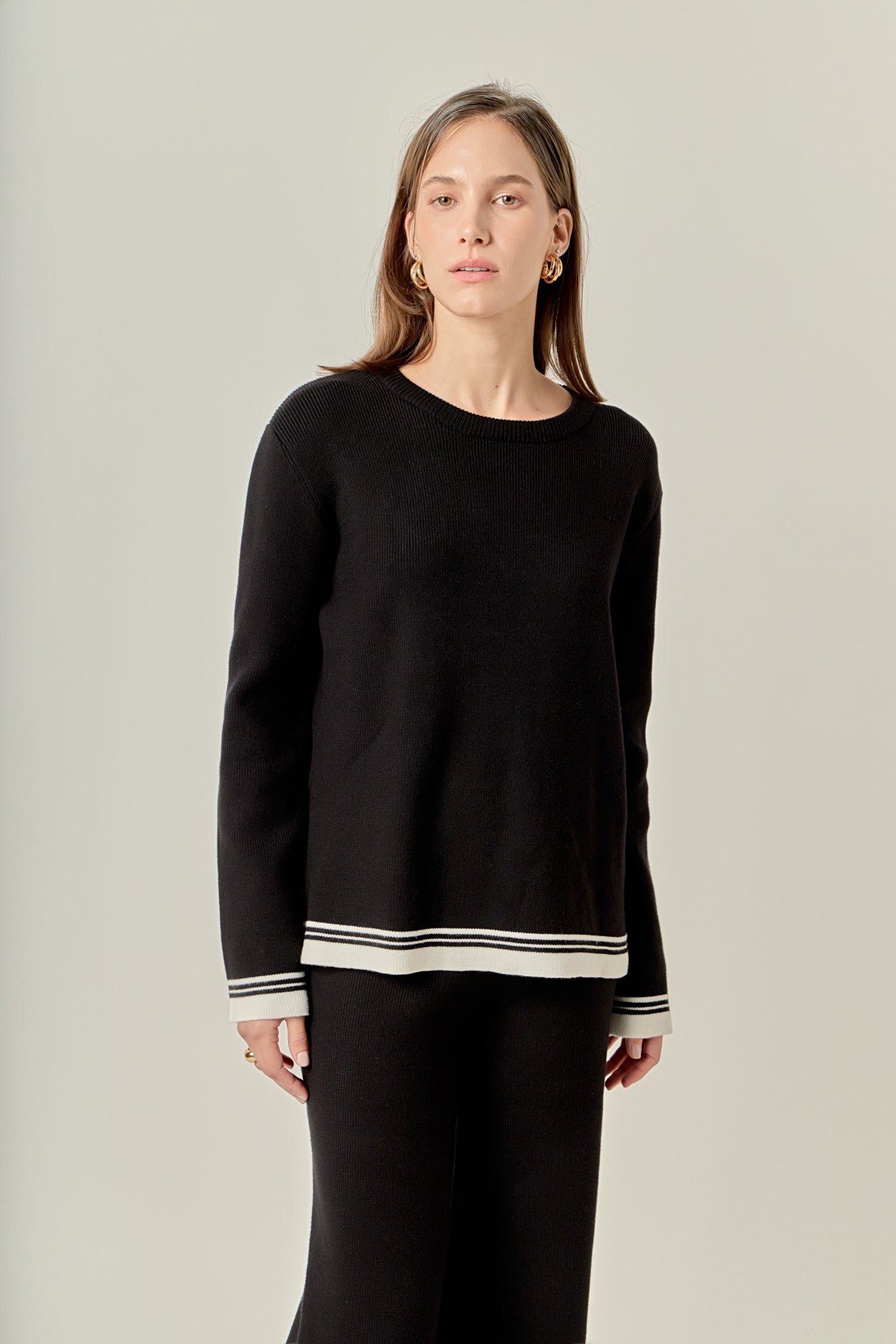 ENGLISH FACTORY - Contrast Stripe Detail Knit Top - TOPS available at Objectrare