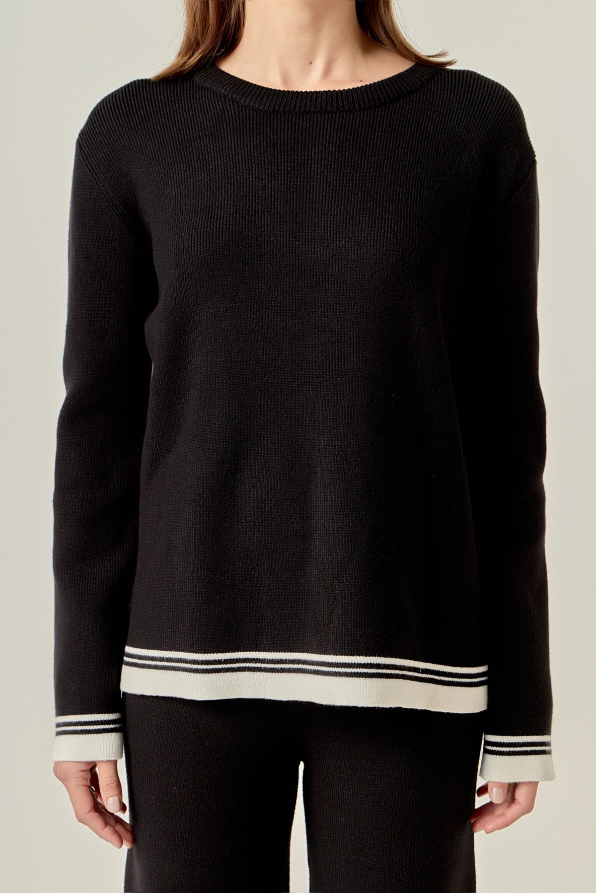 ENGLISH FACTORY - Contrast Stripe Detail Knit Top - TOPS available at Objectrare