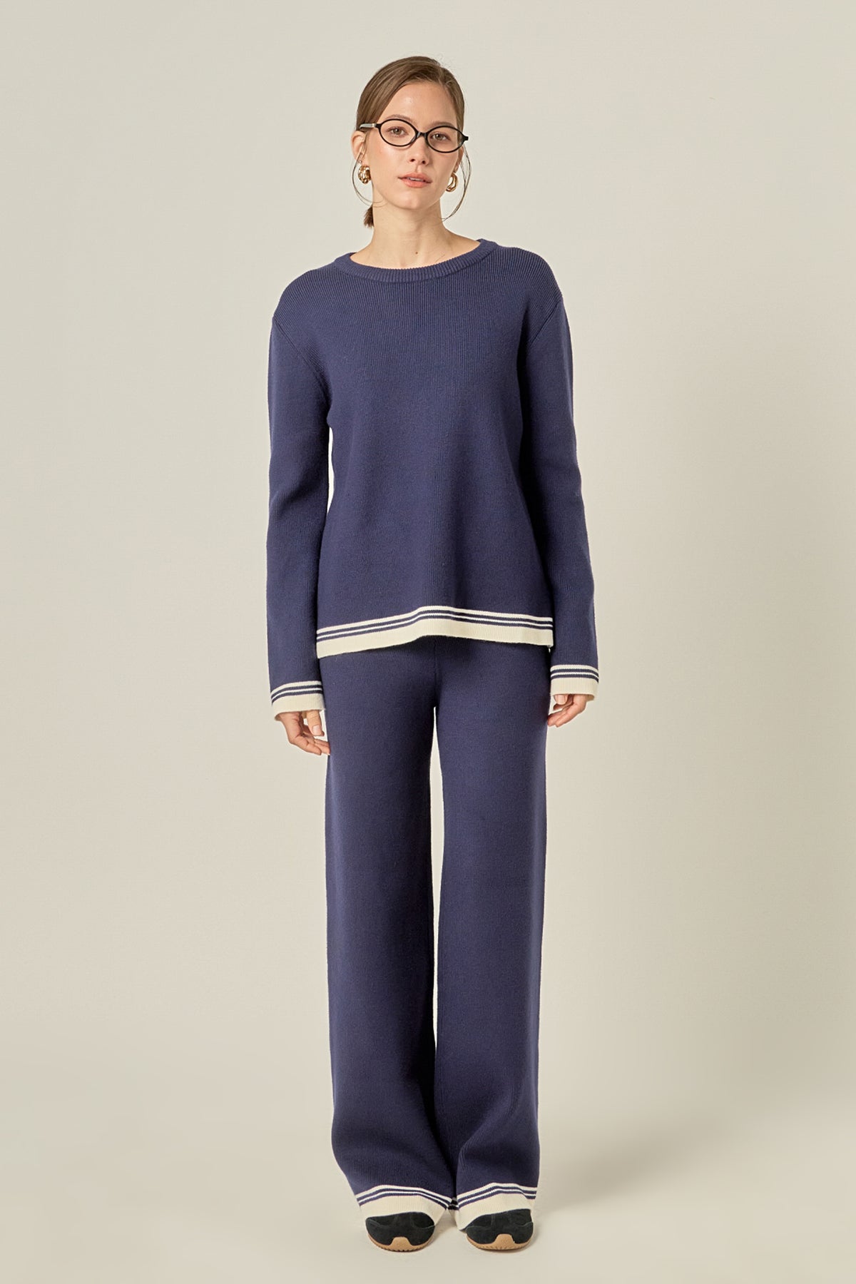 ENGLISH FACTORY - Contrast Stripe Detail Knit Top - TOPS available at Objectrare