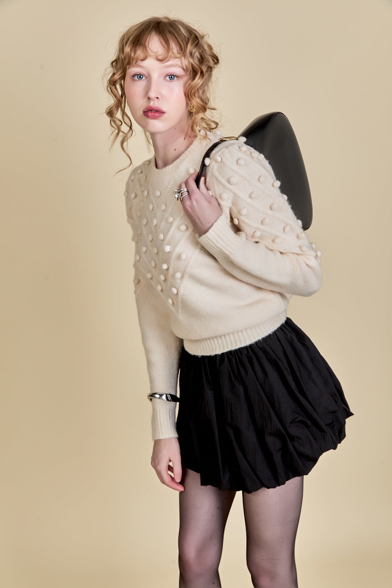 ENGLISH FACTORY - Pom Pom Detail Long Sleeve Sweater - SWEATERS & KNITS available at Objectrare
