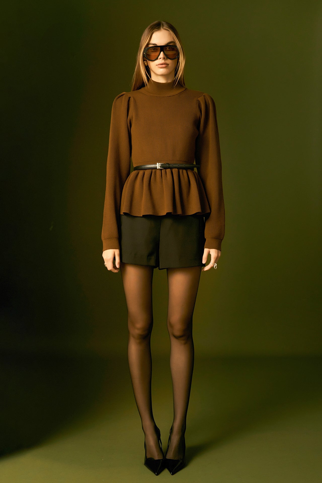 ENGLISH FACTORY - Peplum Waist Knit Top - TOPS available at Objectrare