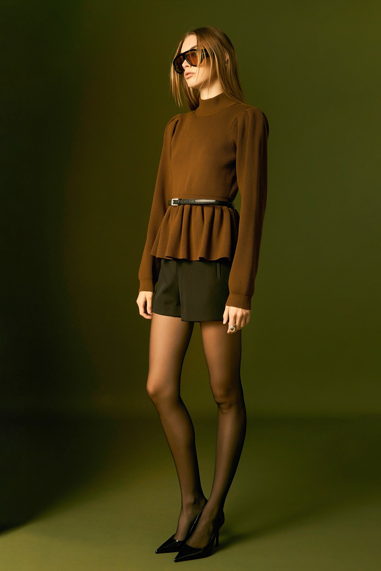 ENGLISH FACTORY - Peplum Waist Knit Top - TOPS available at Objectrare