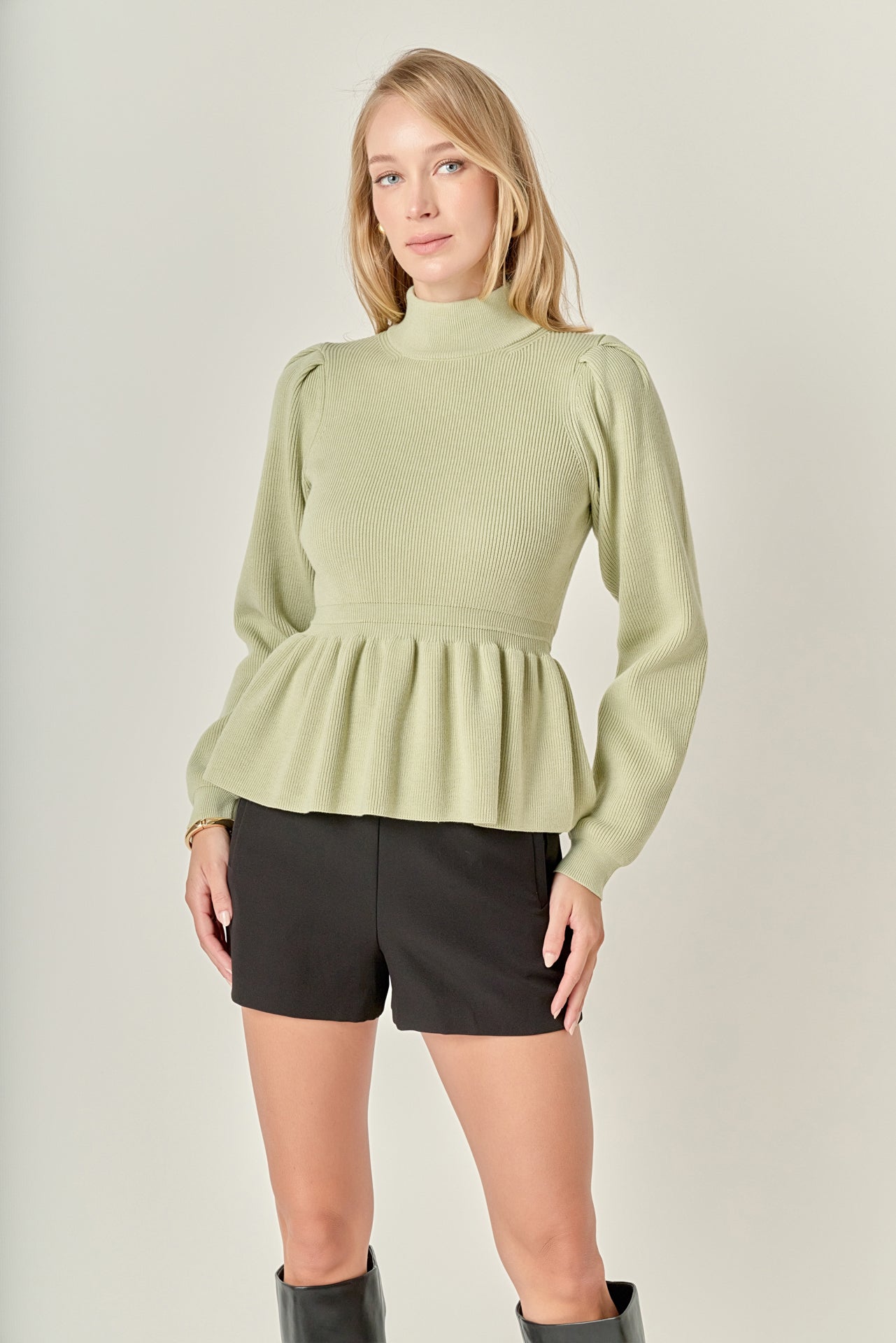 ENGLISH FACTORY - Peplum Waist Knit Top - TOPS available at Objectrare