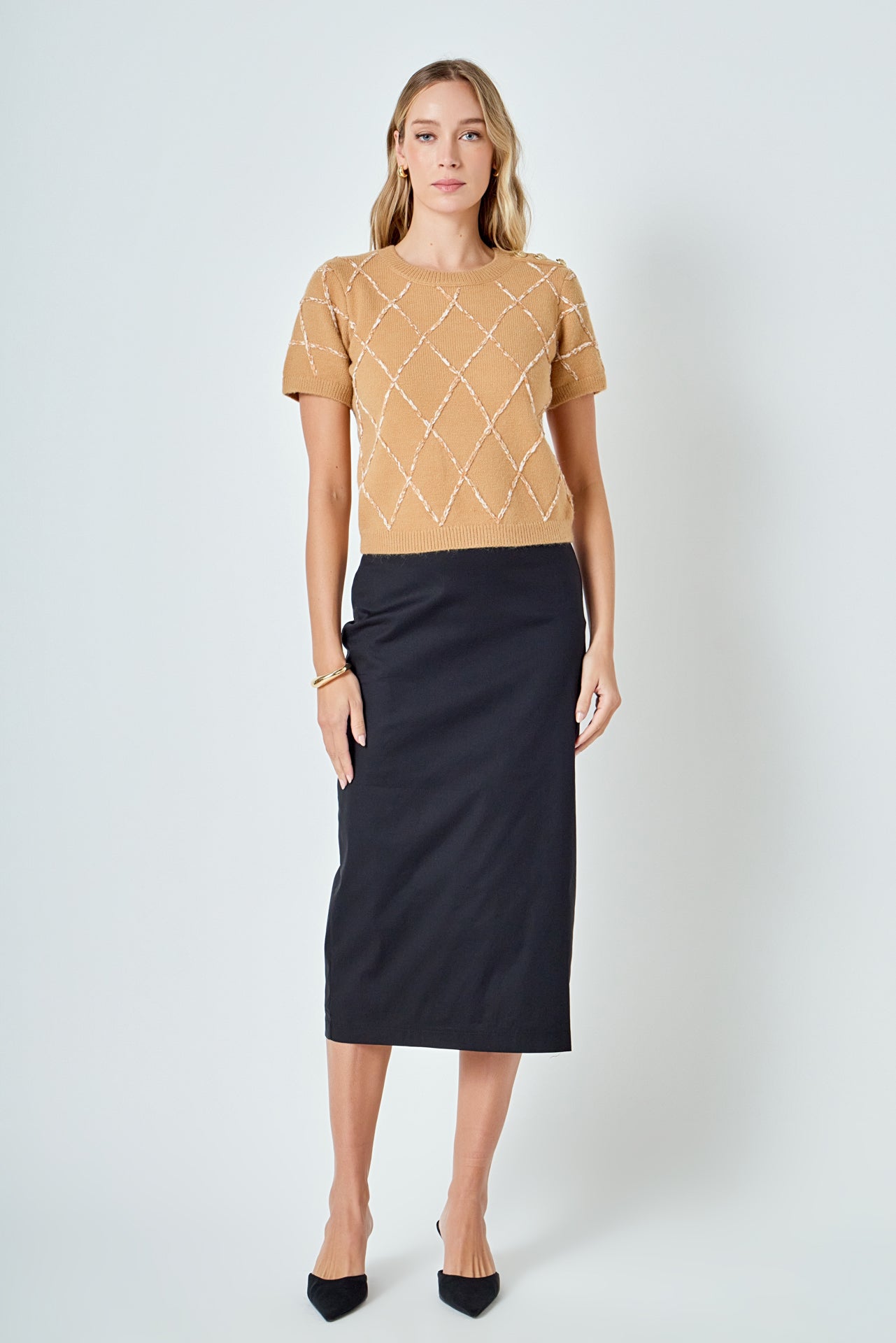 ENDLESS ROSE - Diamond Pattern Knit - SWEATERS & KNITS available at Objectrare