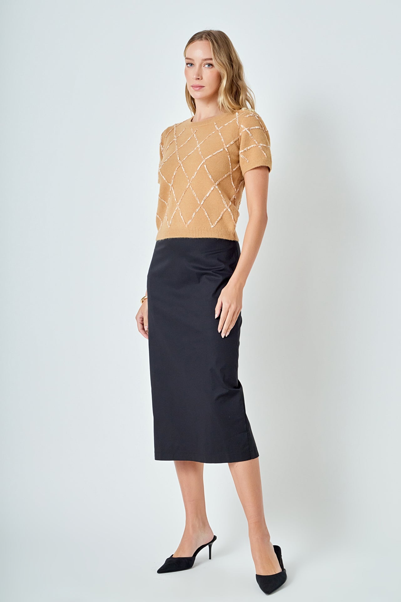 ENDLESS ROSE - Diamond Pattern Knit - SWEATERS & KNITS available at Objectrare