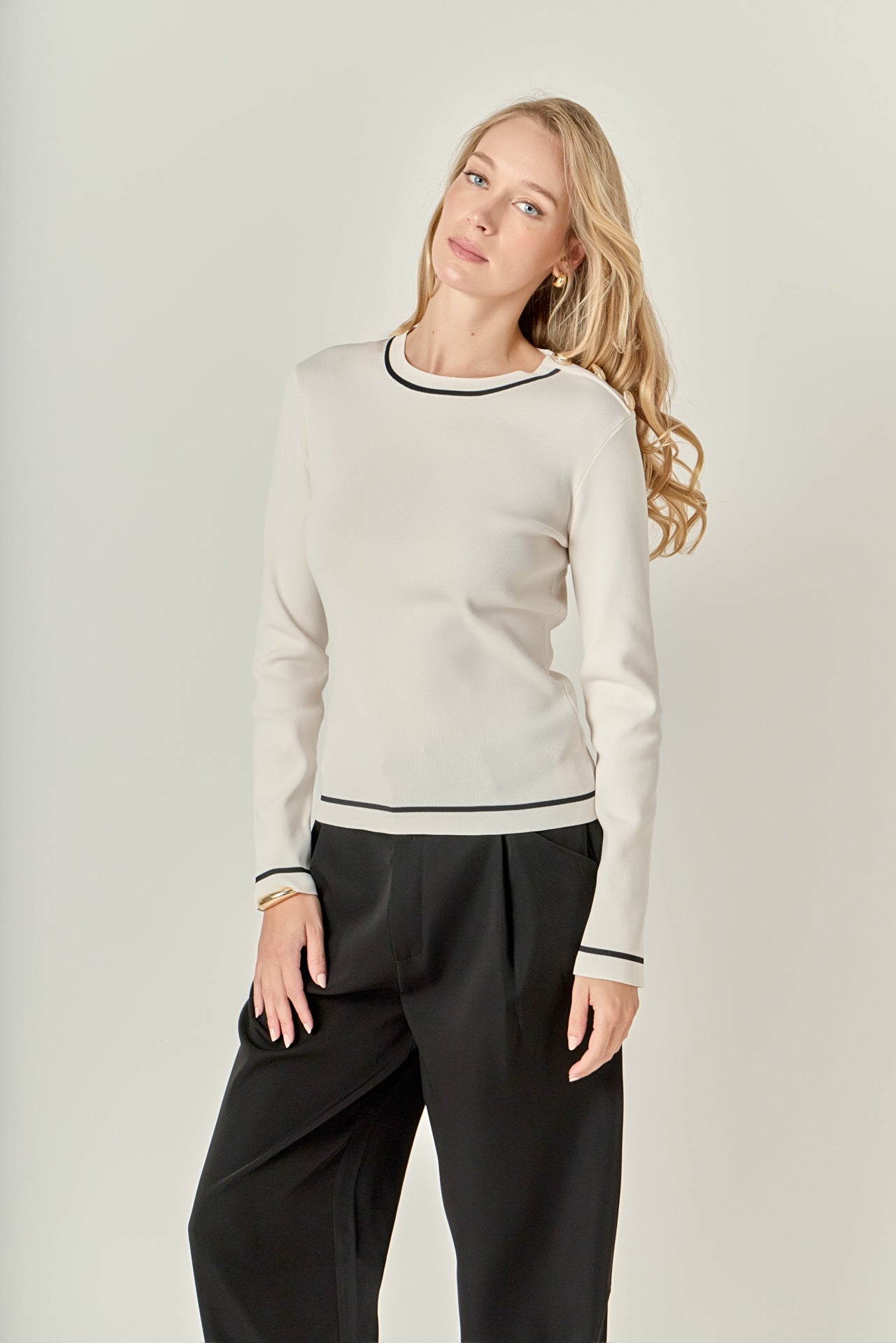 ENGLISH FACTORY - Striped Knit Top - TOPS available at Objectrare