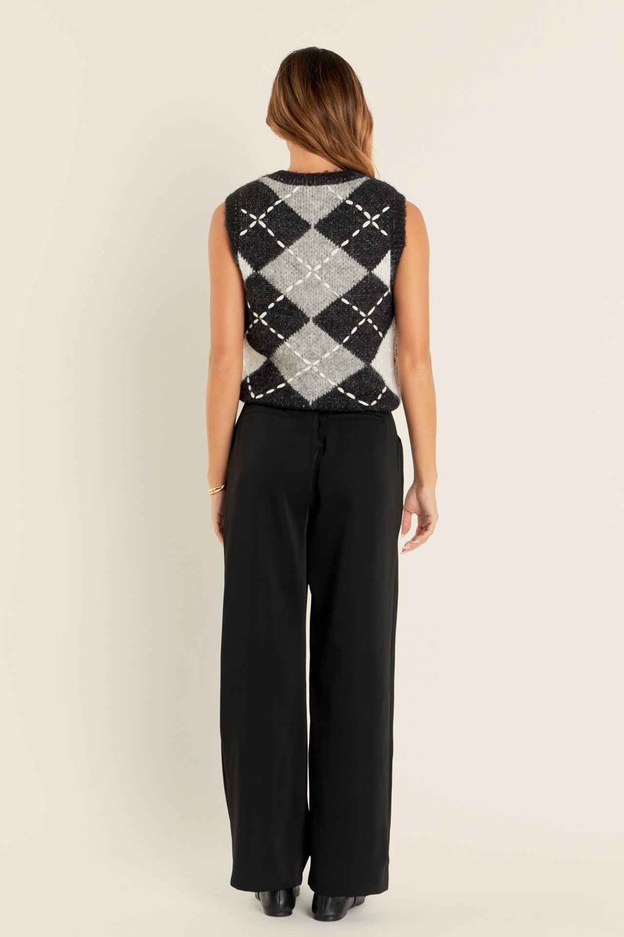 ENGLISH FACTORY - Argyle Knit Vest - TOPS available at Objectrare