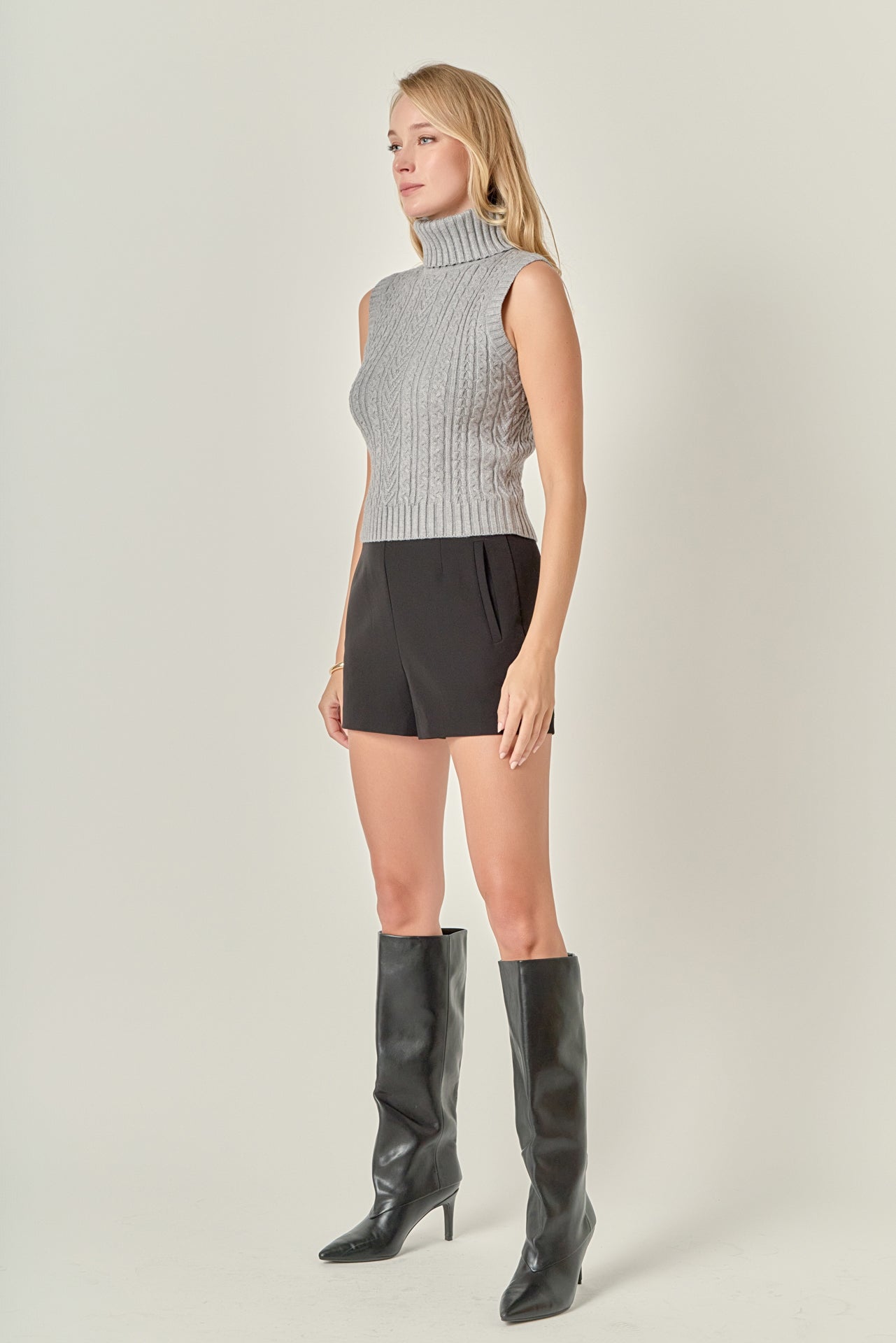ENGLISH FACTORY - Cable Mock Neck Knit Top - SWEATERS & KNITS available at Objectrare