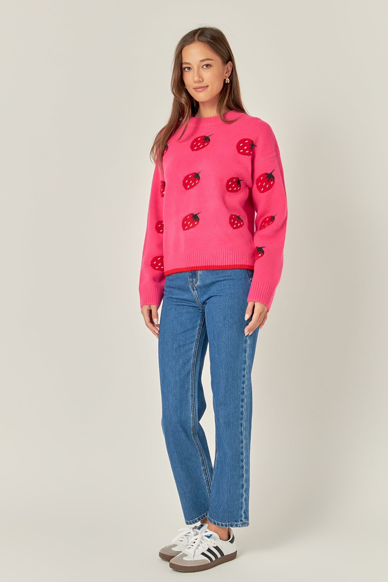 ENGLISH FACTORY - Strawberry Crew Neck Knit - SWEATERS & KNITS available at Objectrare